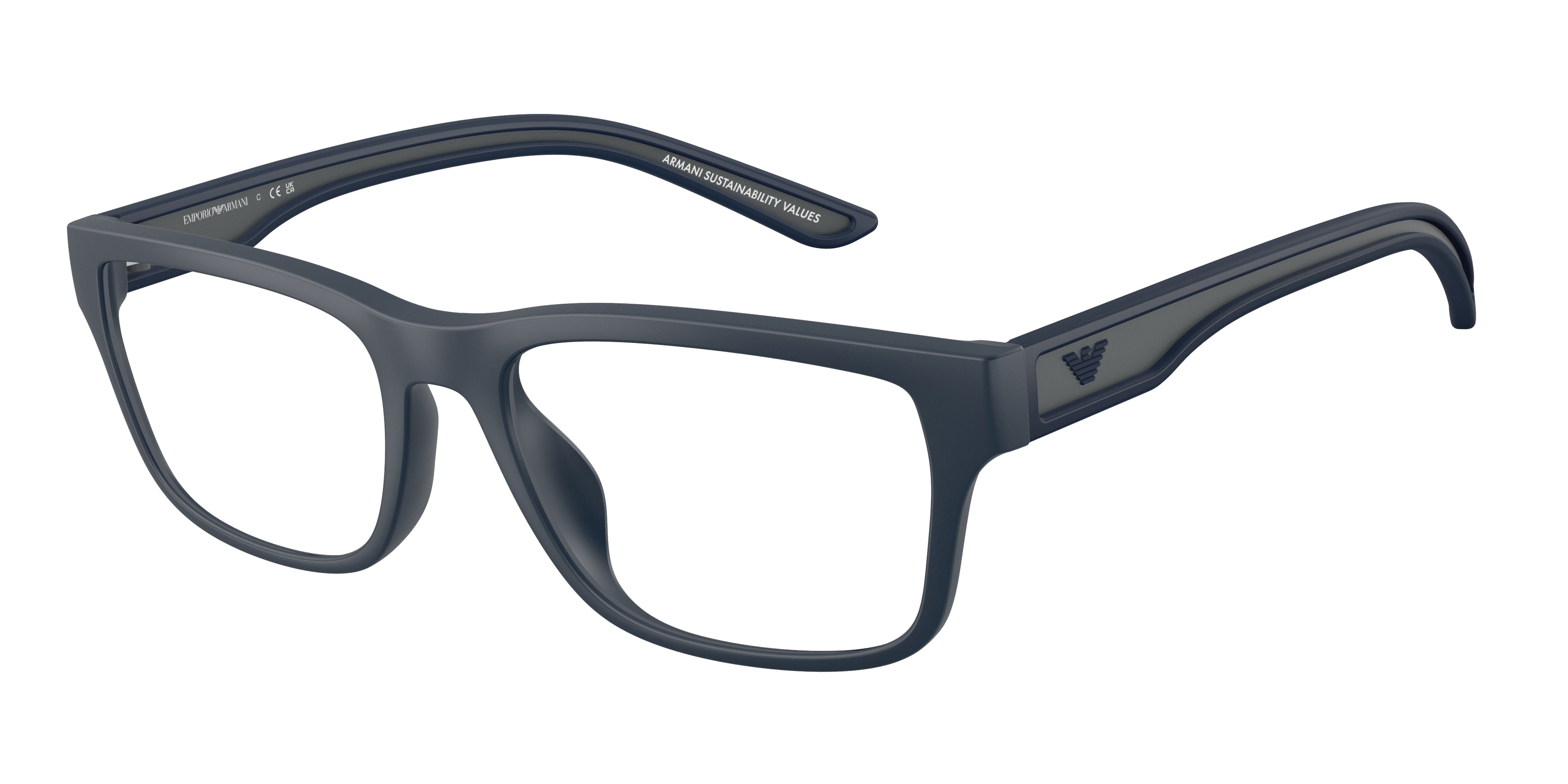 Emporio Armani EA3276U Pillow Eyeglasses  6185-Rubberized Matte Blue 56-145-18 - Color Map Blue
