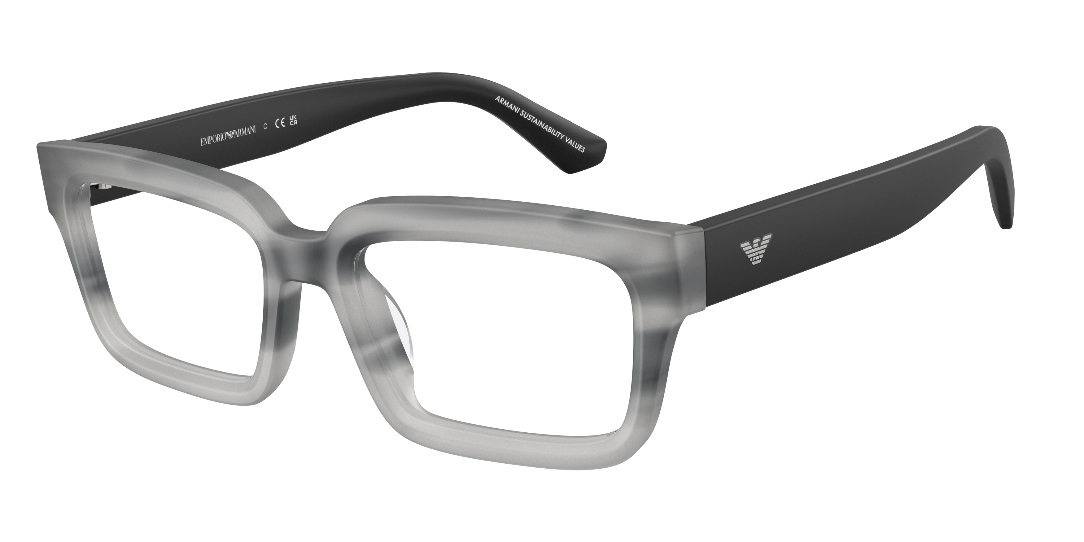 Emporio Armani EA3277U Rectangle Eyeglasses  6367-Striped Havana Grey 54-145-19 - Color Map Grey