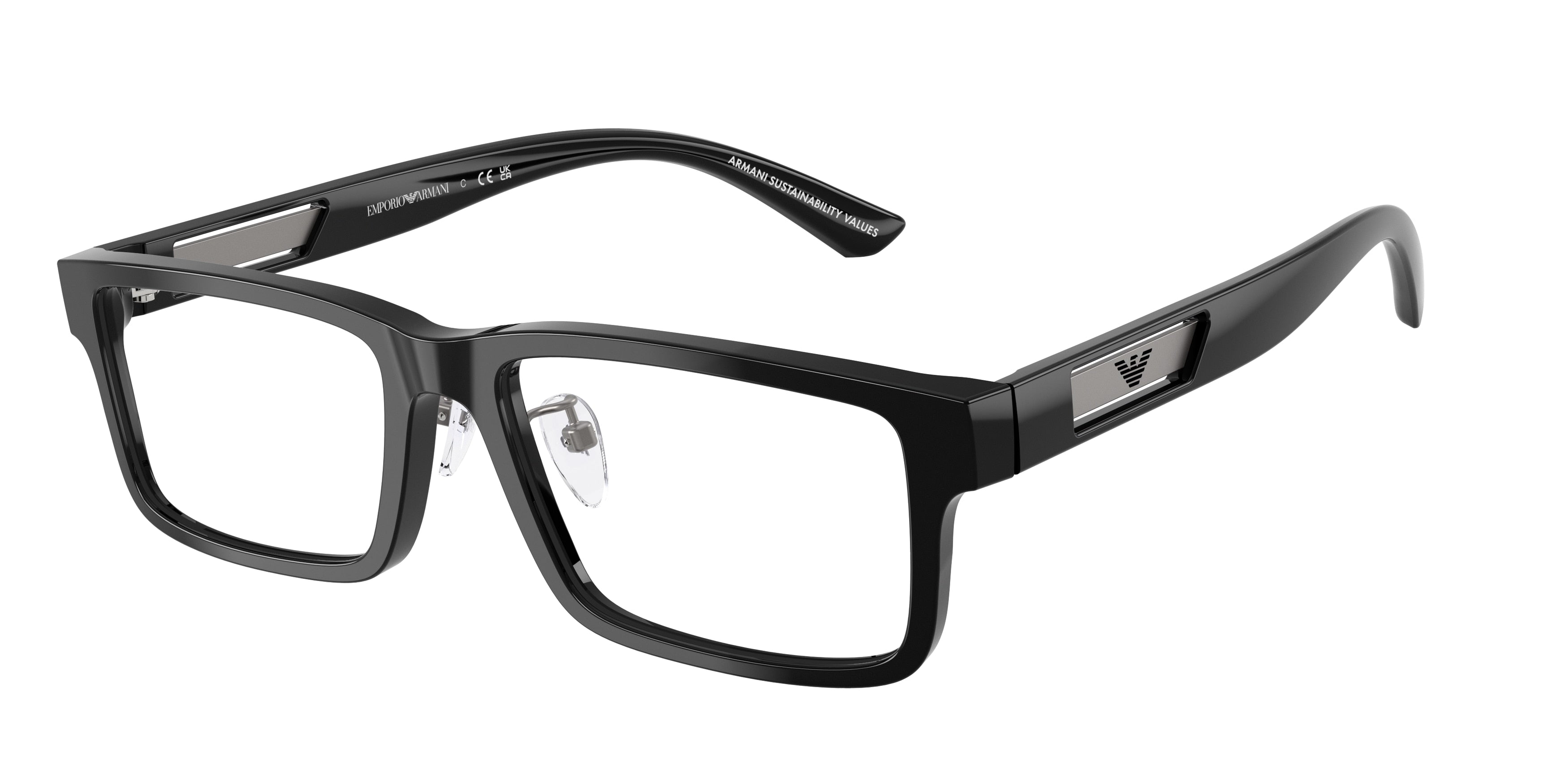 Emporio Armani EA3278F Rectangle Eyeglasses  5017-Shiny Black 55-145-17 - Color Map Black