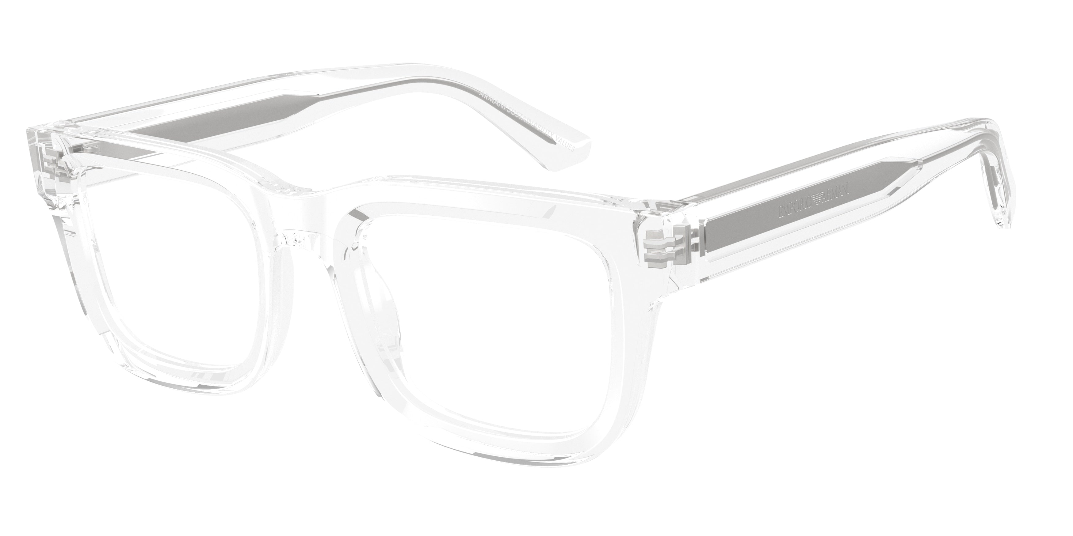 Emporio Armani EA3279F Square Eyeglasses  6344-Shiny Crystal 51-145-21 - Color Map Transparent