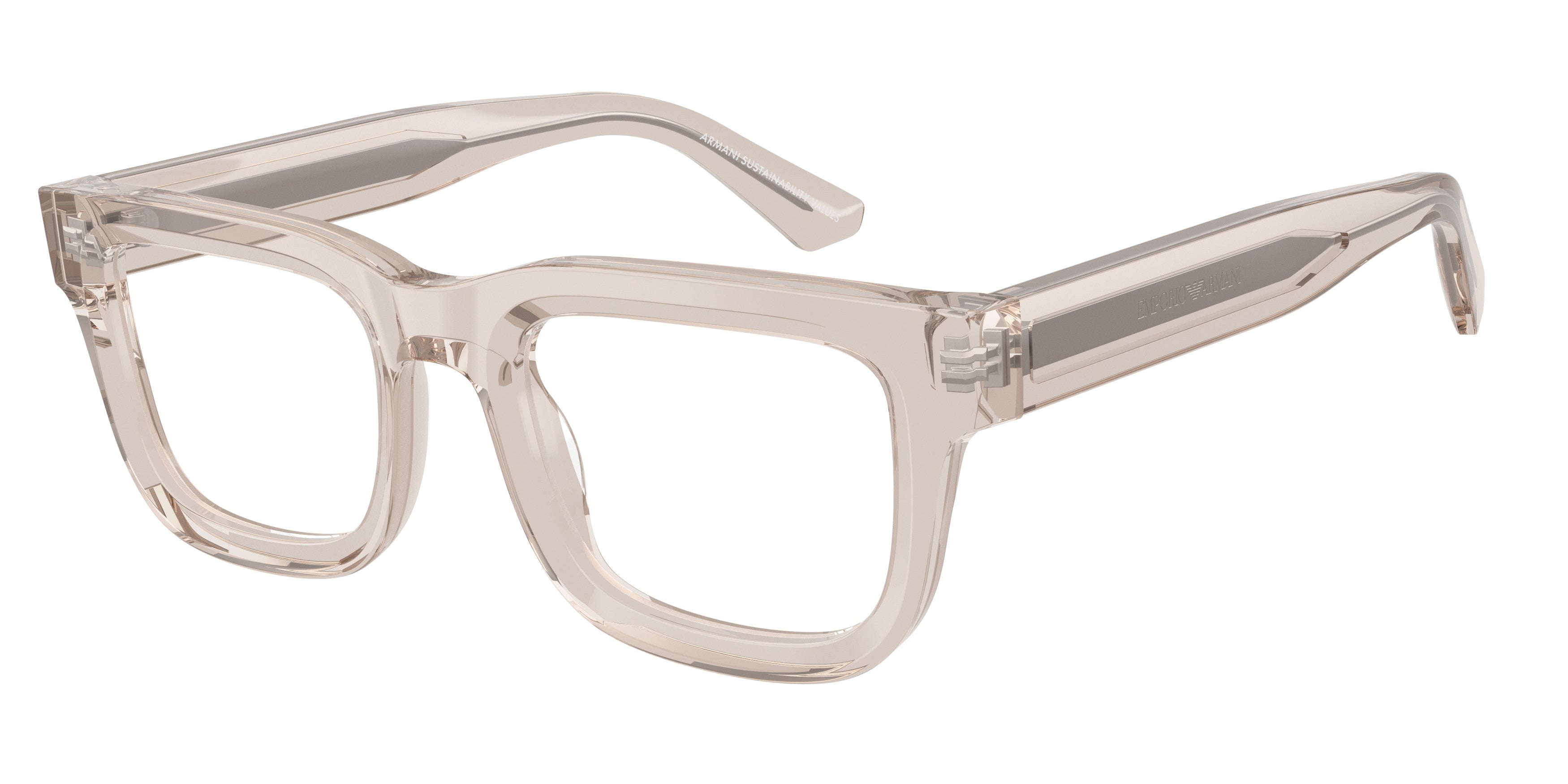 Emporio Armani EA3279 Square Eyeglasses  6363-Shiny Transparent Tundra 51-145-21 - Color Map Brown