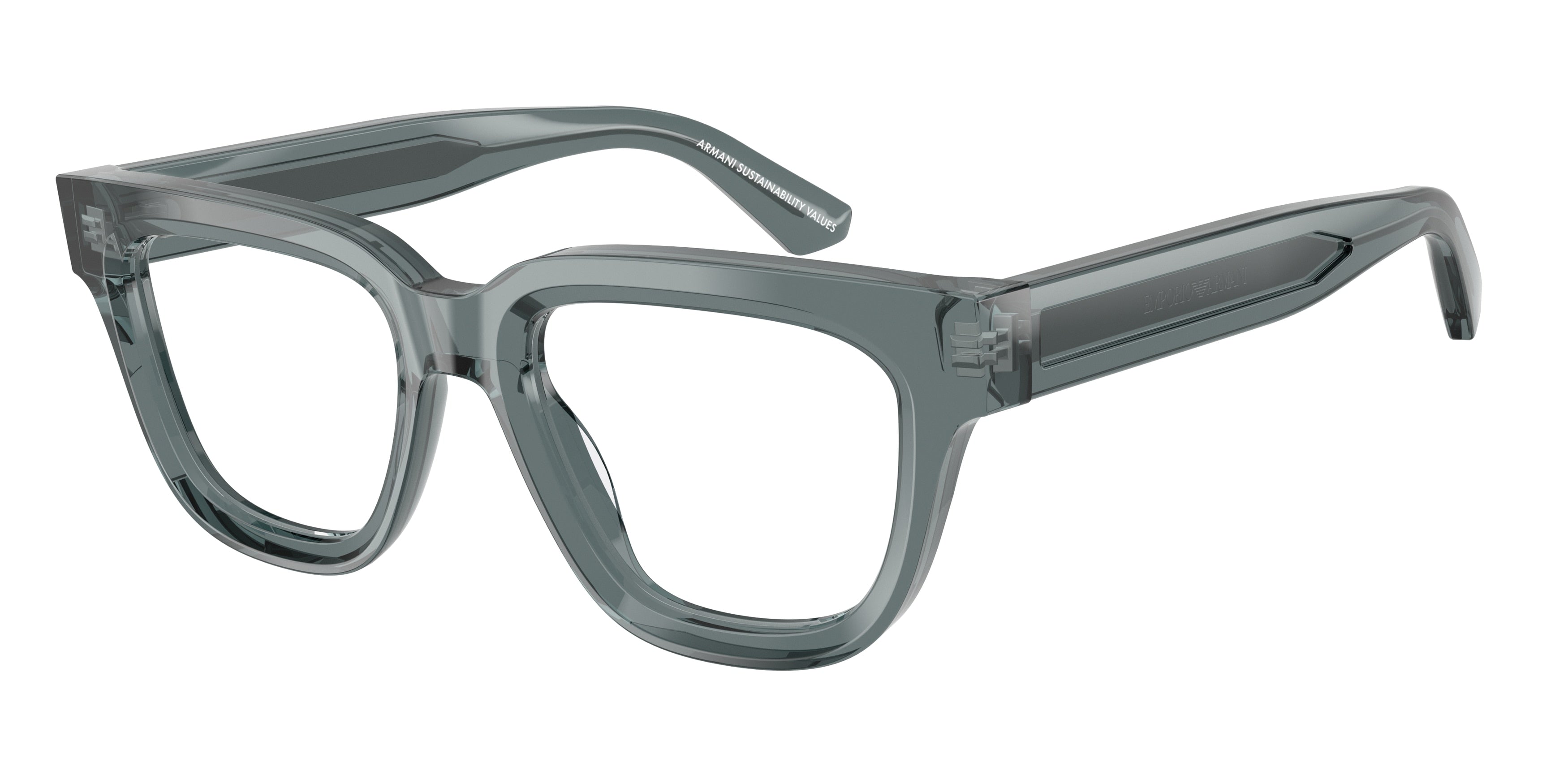 Emporio Armani EA3281F Irregular Eyeglasses  6364-Shiny Transparent Grey 51-140-19 - Color Map Grey