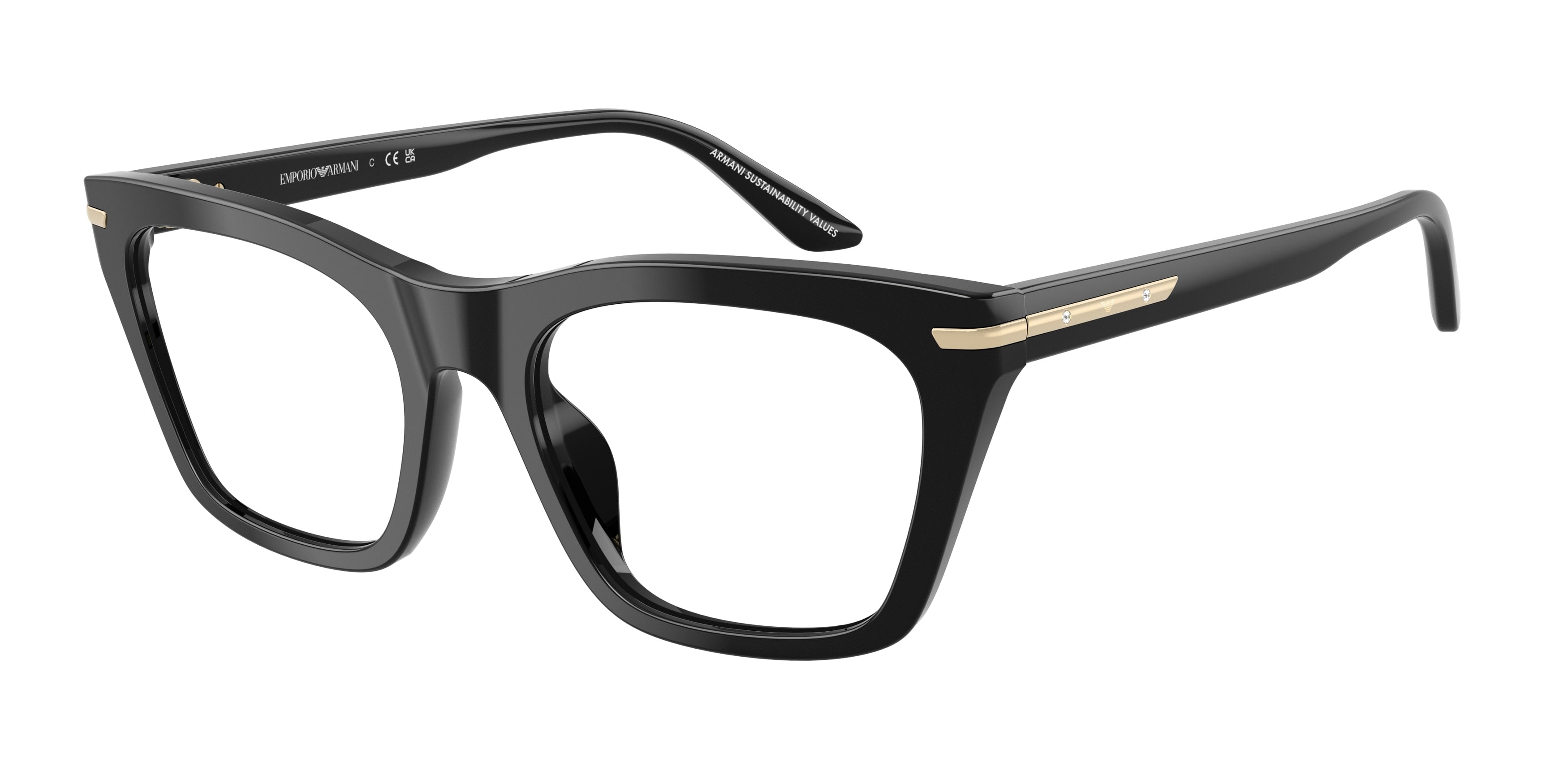 Emporio Armani EA3283BU Cat Eye Eyeglasses  5017-Shiny Black 53-140-19 - Color Map Black