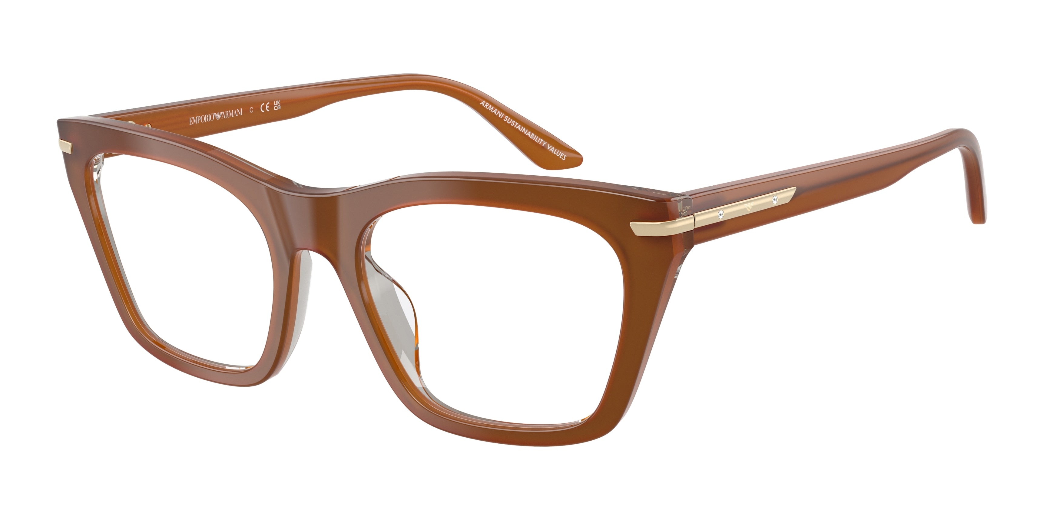 Emporio Armani EA3283BU Cat Eye Eyeglasses  6376-Tobacco 53-140-19 - Color Map Brown