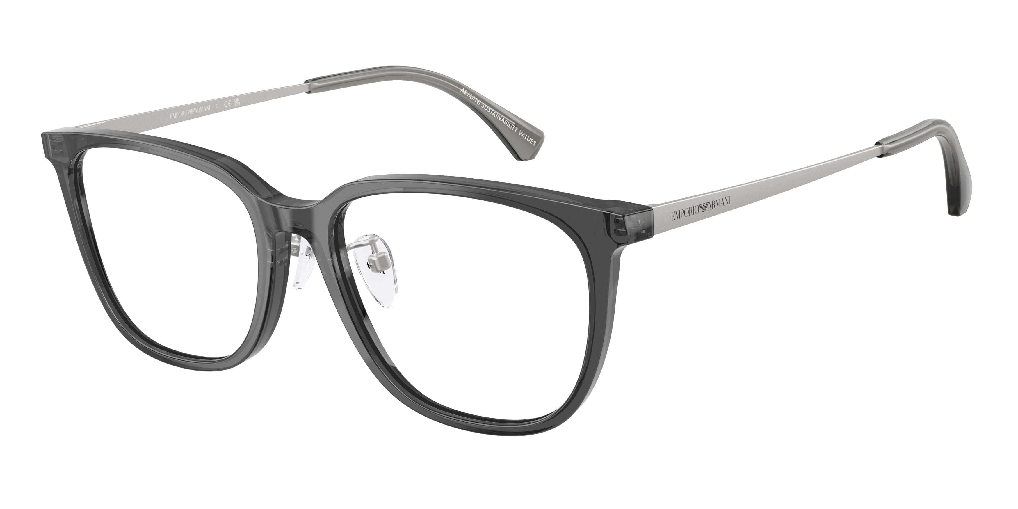 Emporio Armani EA3284D Irregular Eyeglasses  5029-Shiny Transparent Grey 54-145-17 - Color Map Grey