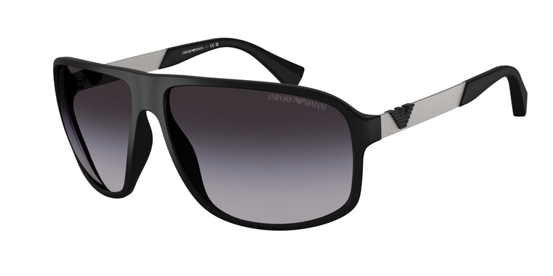 Emporio Armani EA4029 Square Sunglasses  50638G-Rubber Black 63-130-13 - Color Map Black