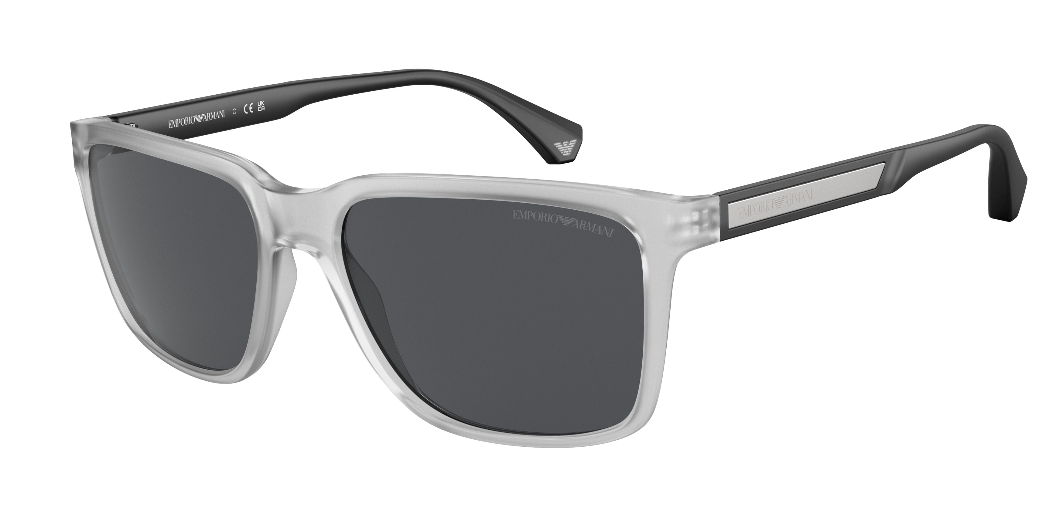 Emporio Armani EA4047 Square Sunglasses  501287-Matte Trasparent Grey 56-140-17 - Color Map Grey