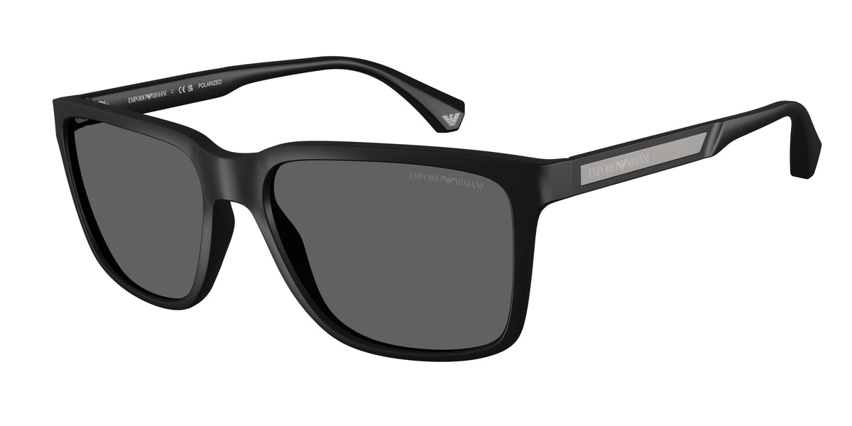 Emporio Armani EA4047 Square Sunglasses  506381-Rubber Black 56-140-17 - Color Map Black