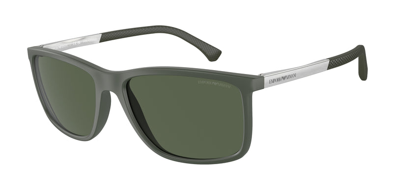 Emporio Armani EA4058 Rectangle Sunglasses  50589A-Matte Green 58-140-17 - Color Map Green