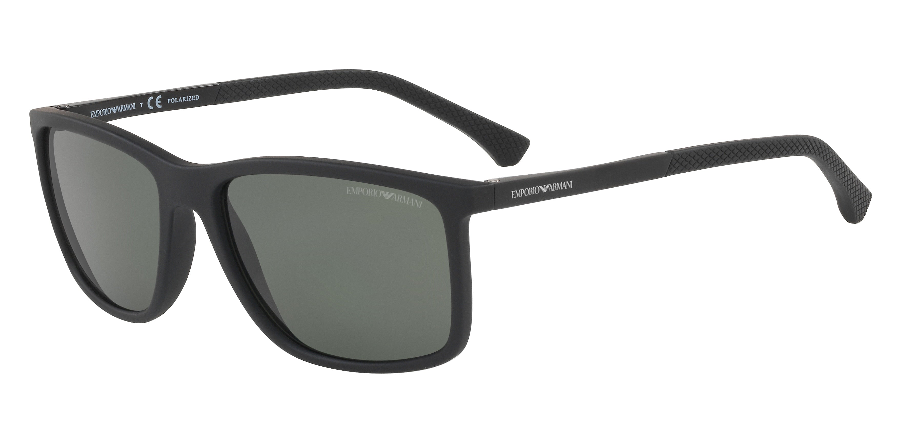 Emporio Armani EA4058 Rectangle Sunglasses  56539A-Rubber Black 58-140-17 - Color Map Black