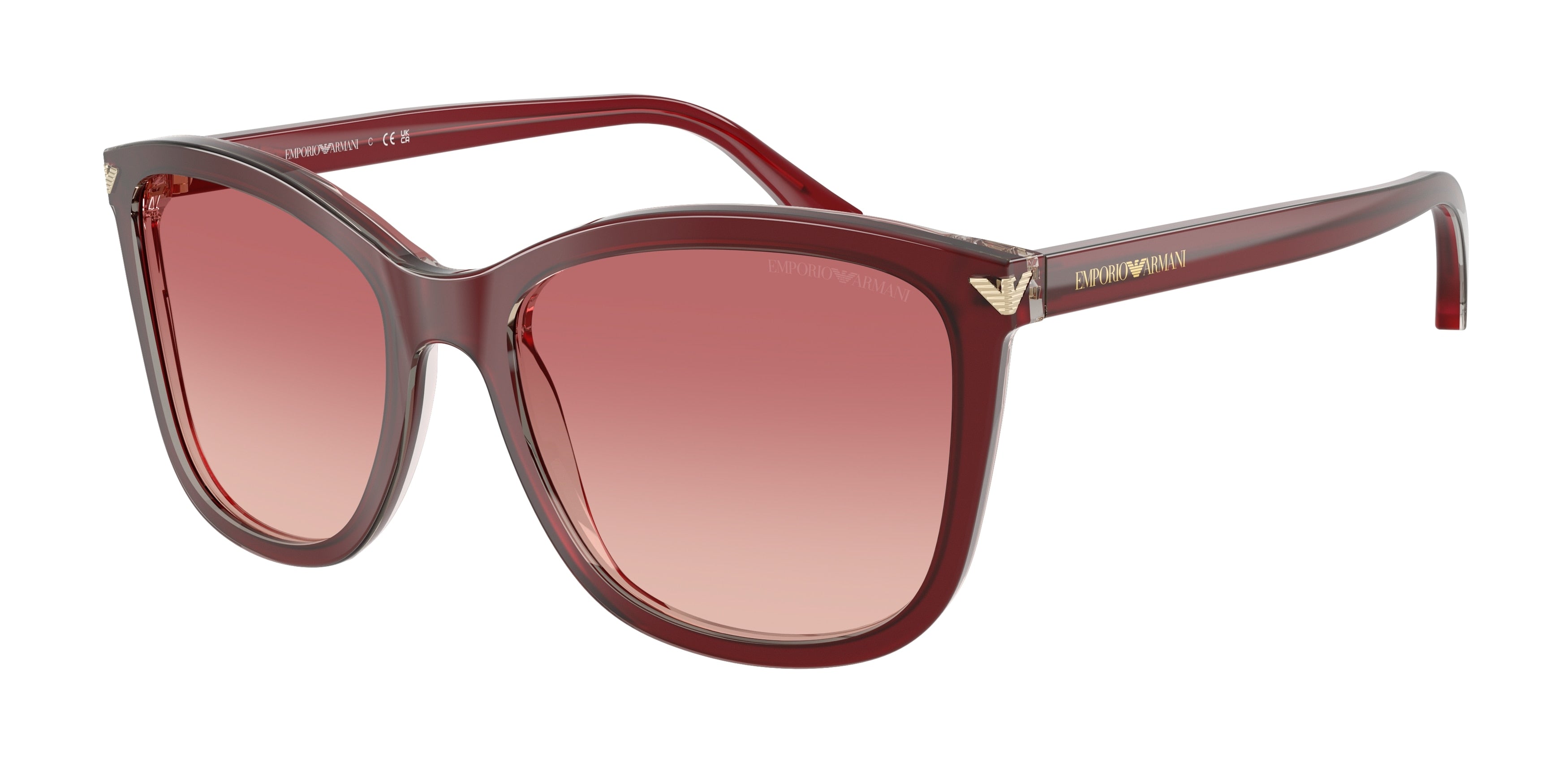 Emporio Armani EA4060 Square Sunglasses  6377A5-Shiny Bordeaux 56-140-18 - Color Map Red