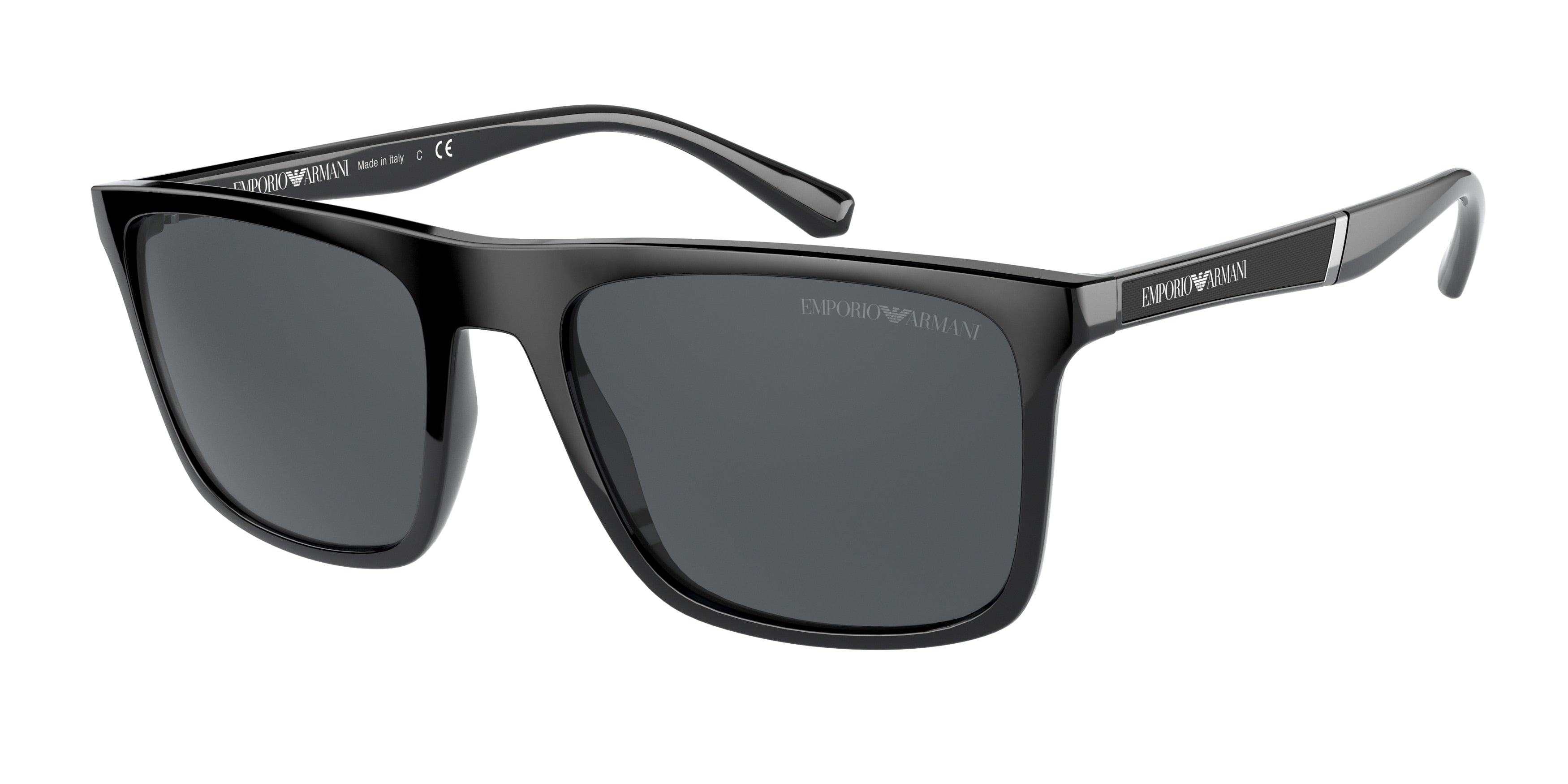 Emporio Armani EA4097 Square Sunglasses  501787-Shiny Black 56-145-19 - Color Map Black