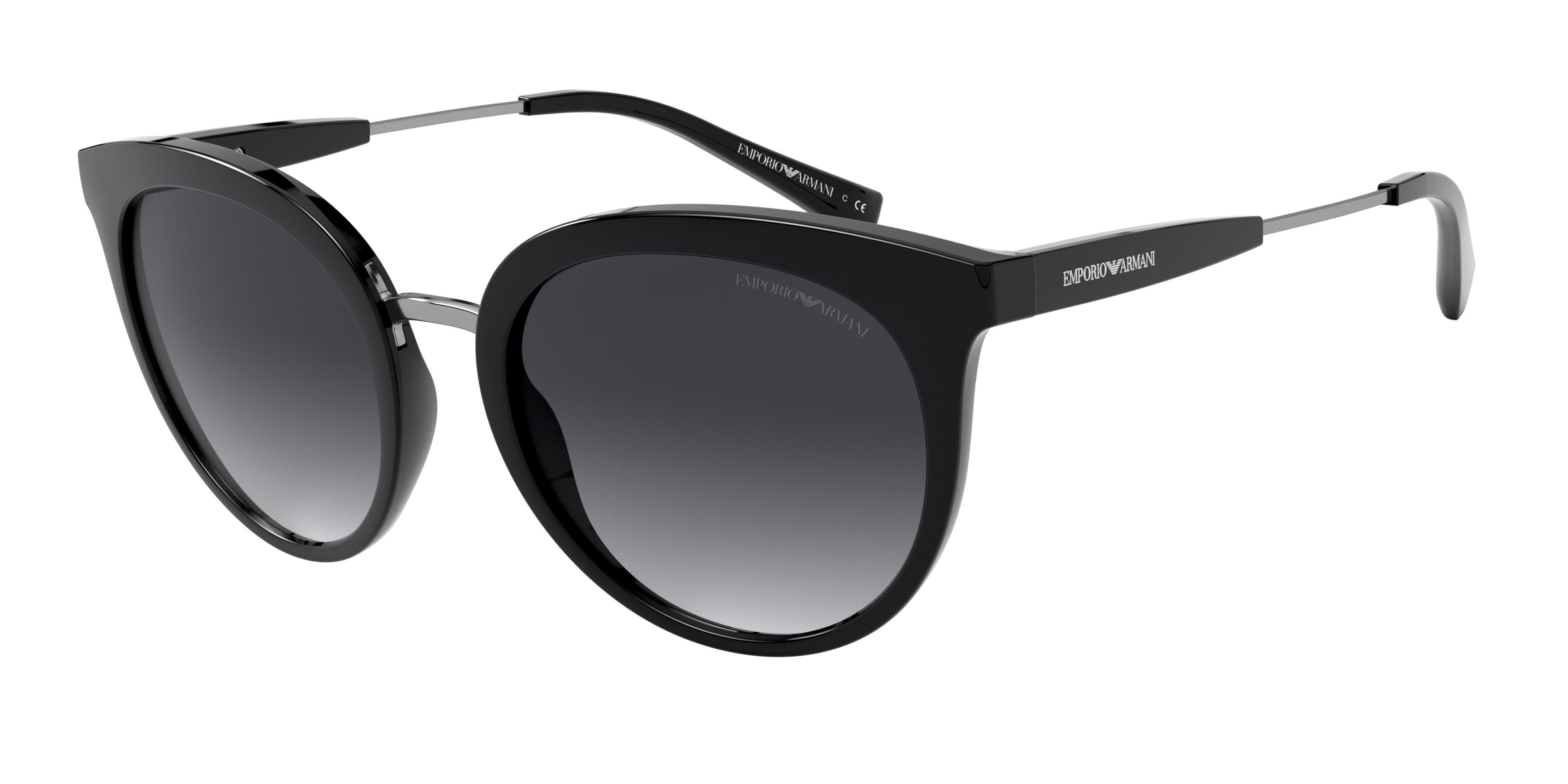 Emporio Armani EA4145F Butterfly Sunglasses  50018G-Shiny Black 55-145-20 - Color Map Black