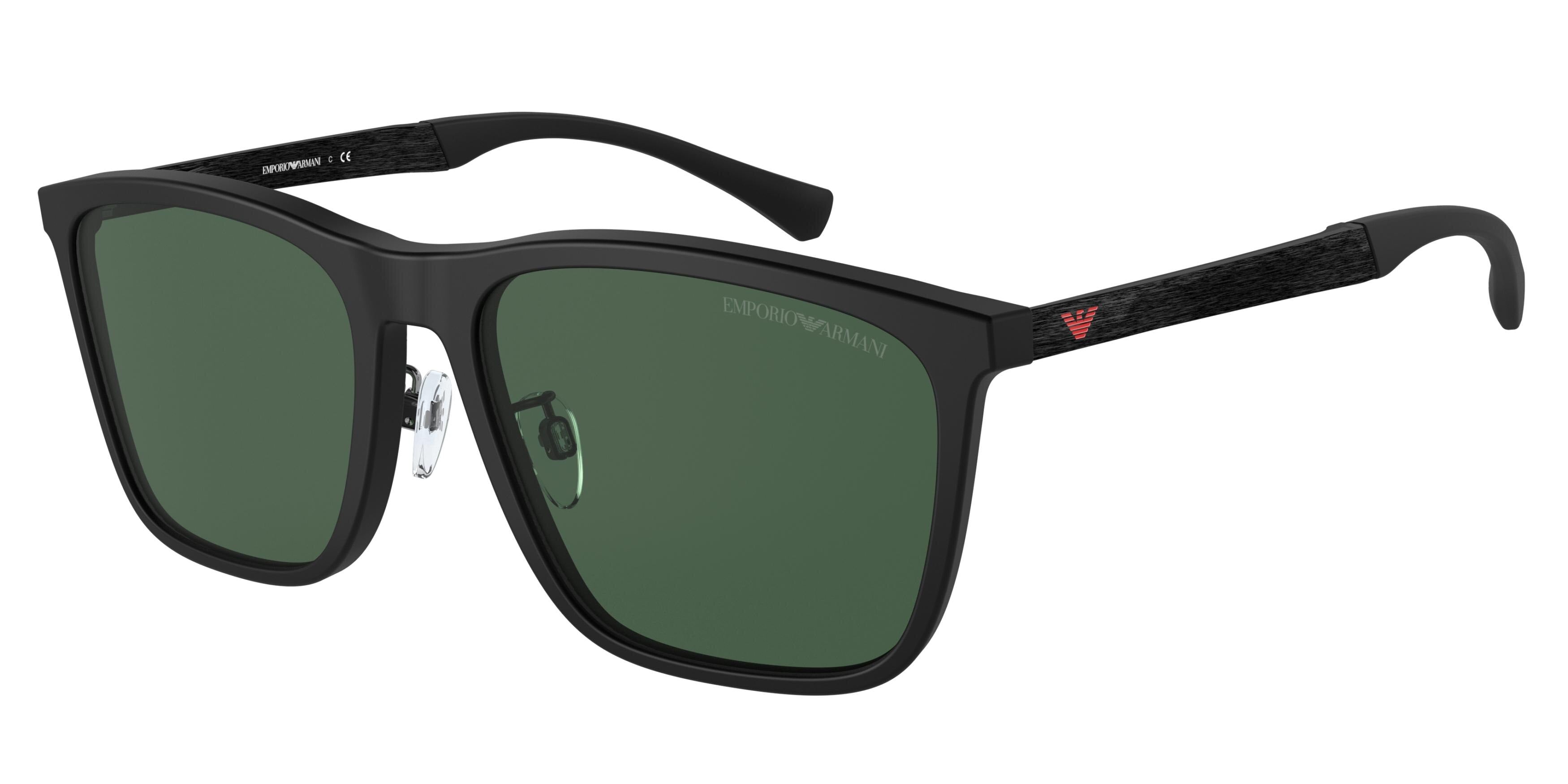 Emporio Armani EA4150F Rectangle Sunglasses  506371-Rubber Black 59-145-18 - Color Map Black