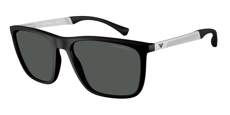 Emporio Armani EA4150 Rectangle Sunglasses  506387-Rubber Black 59-145-18 - Color Map Black