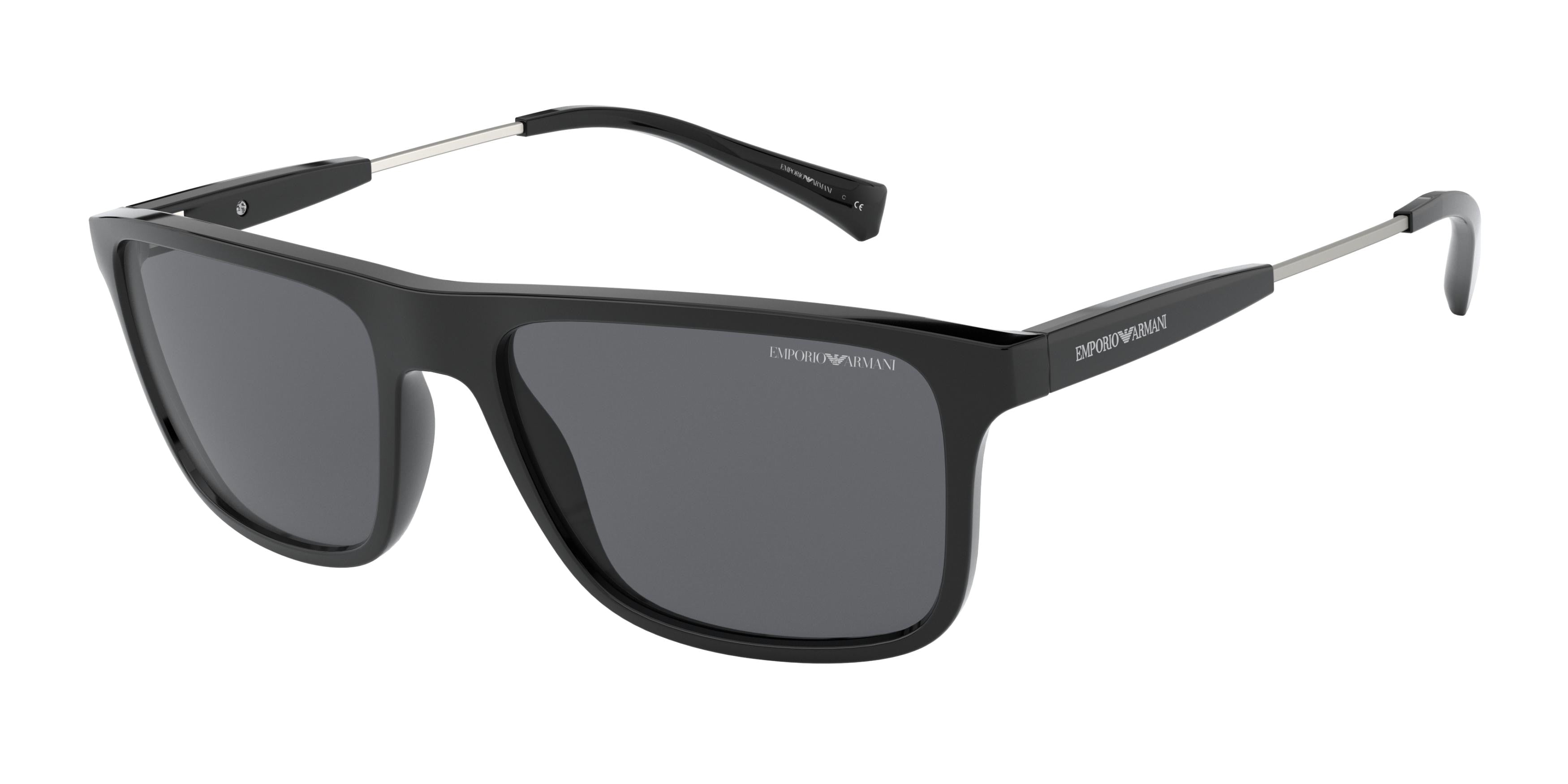Emporio Armani EA4151 Rectangle Sunglasses  500187-Shiny Black 56-145-18 - Color Map Black