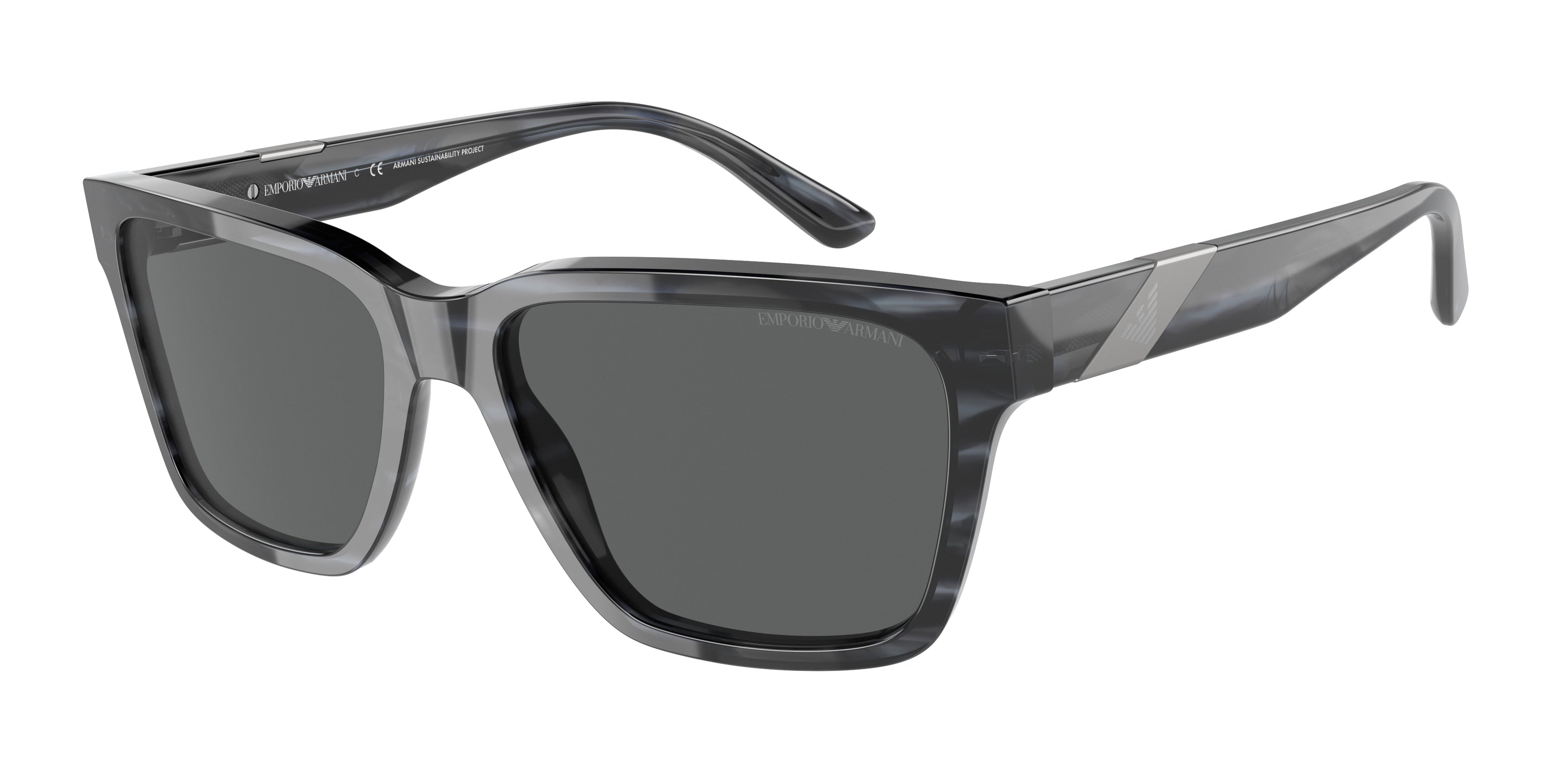 Emporio Armani EA4177 Rectangle Sunglasses  531087-Shiny Striped Blue 57-145-17 - Color Map Blue