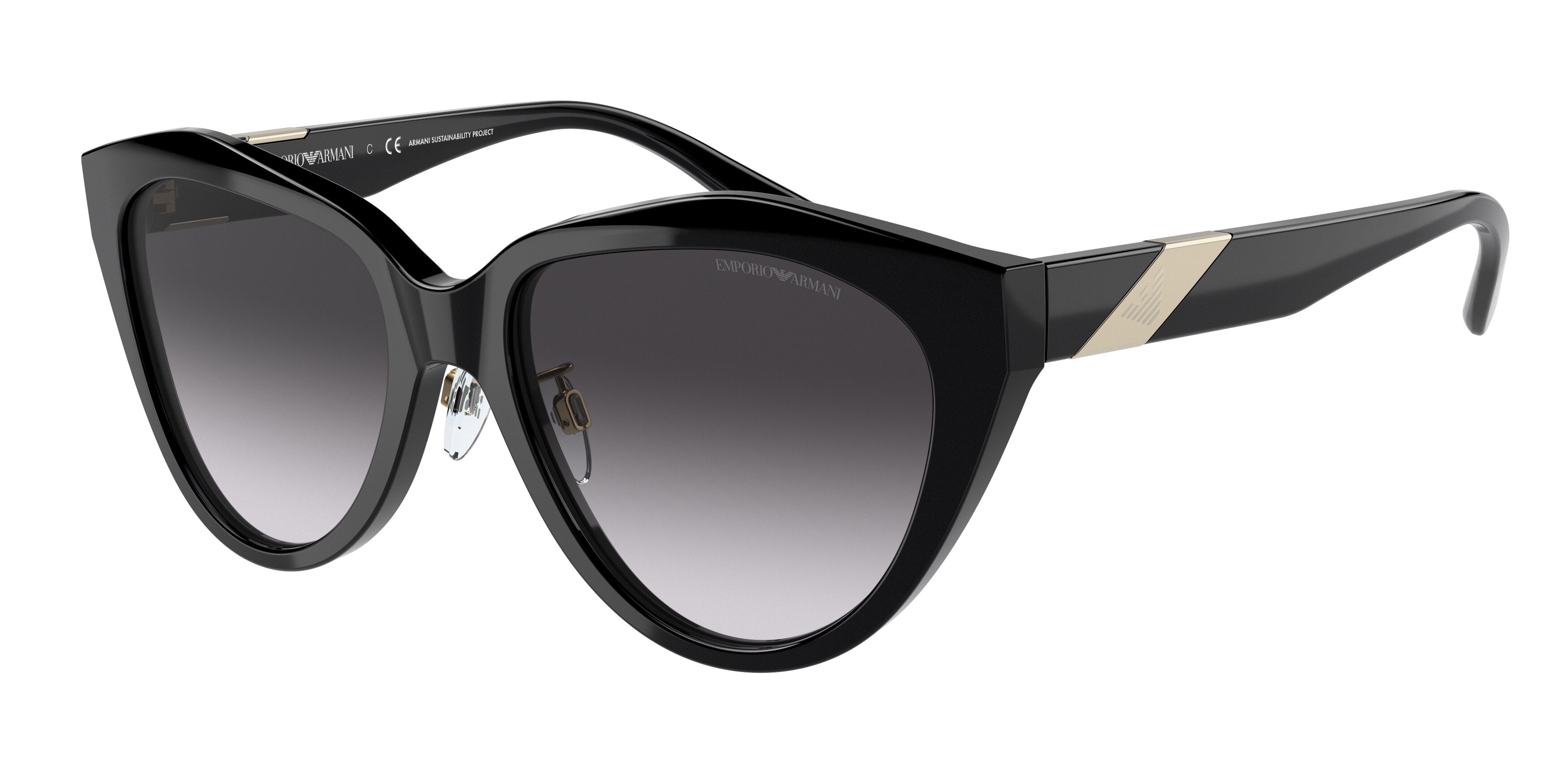 Emporio Armani EA4178F Butterfly Sunglasses  58758G-Shiny Black 55-145-18 - Color Map Black