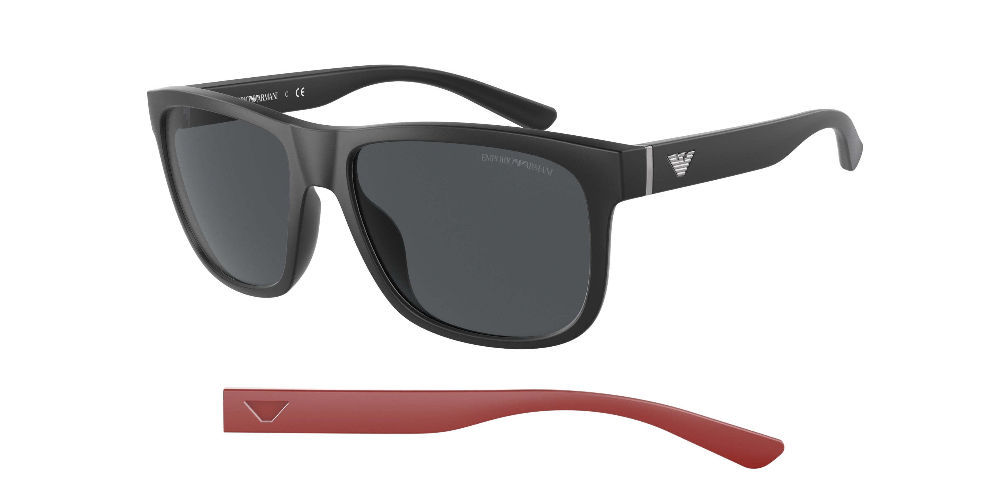 Emporio Armani EA4182U Pillow Sunglasses  500187-Matte Black 57-145-17 - Color Map Black