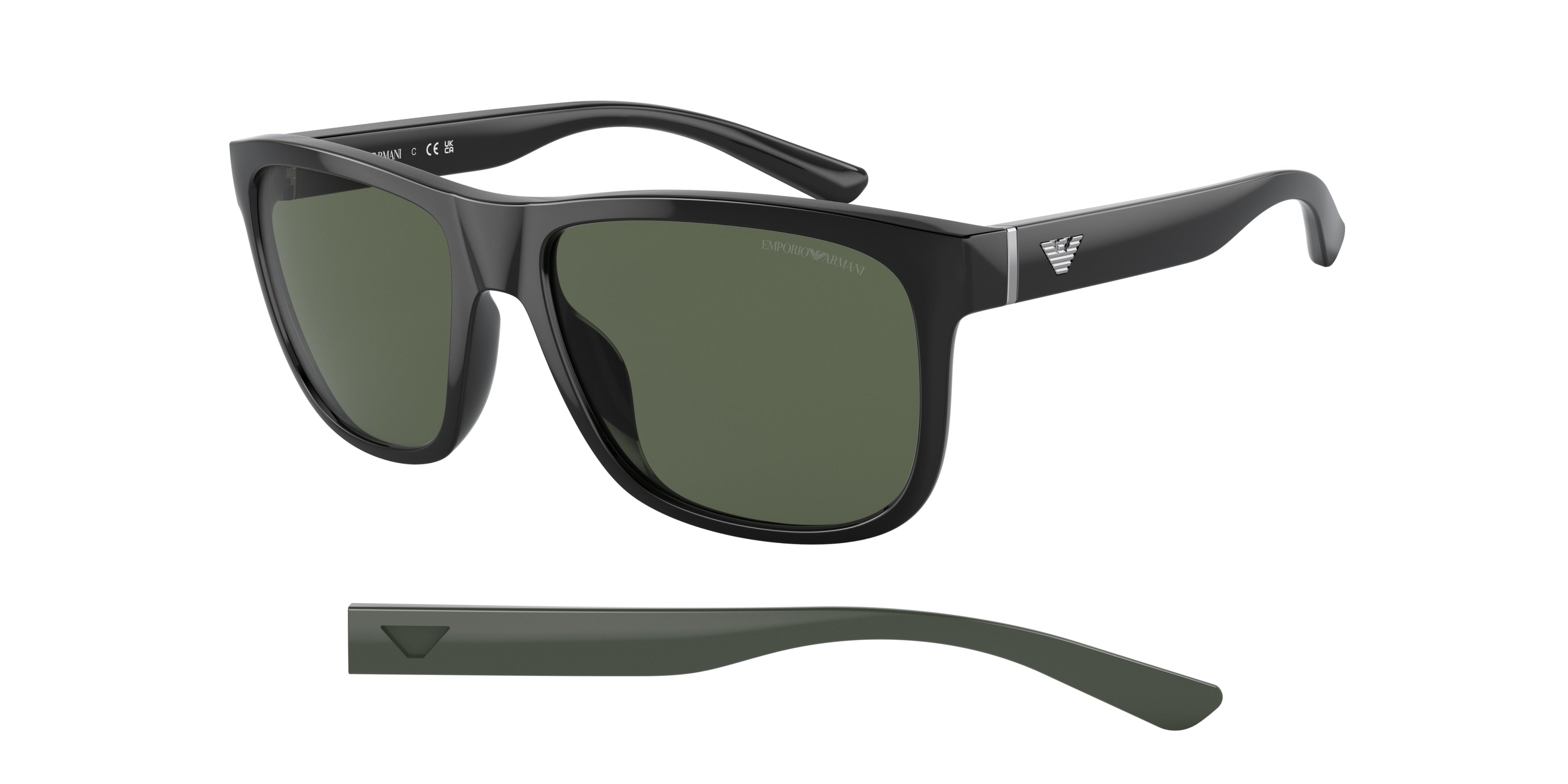 Emporio Armani EA4182U Pillow Sunglasses  501771-Shiny Black 57-145-17 - Color Map Black
