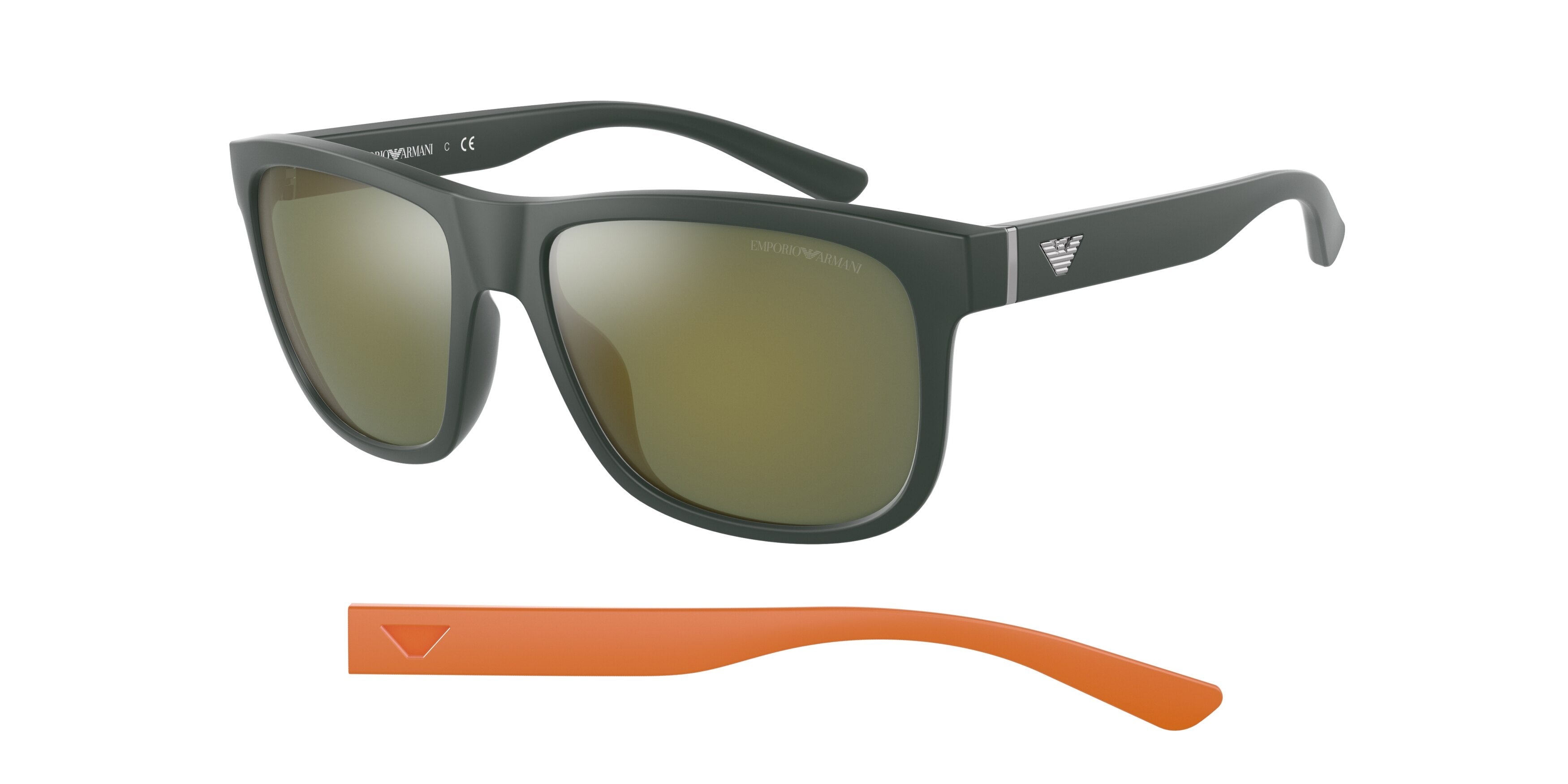 Emporio Armani EA4182U Pillow Sunglasses  50586R-Matte Green 57-145-17 - Color Map Green