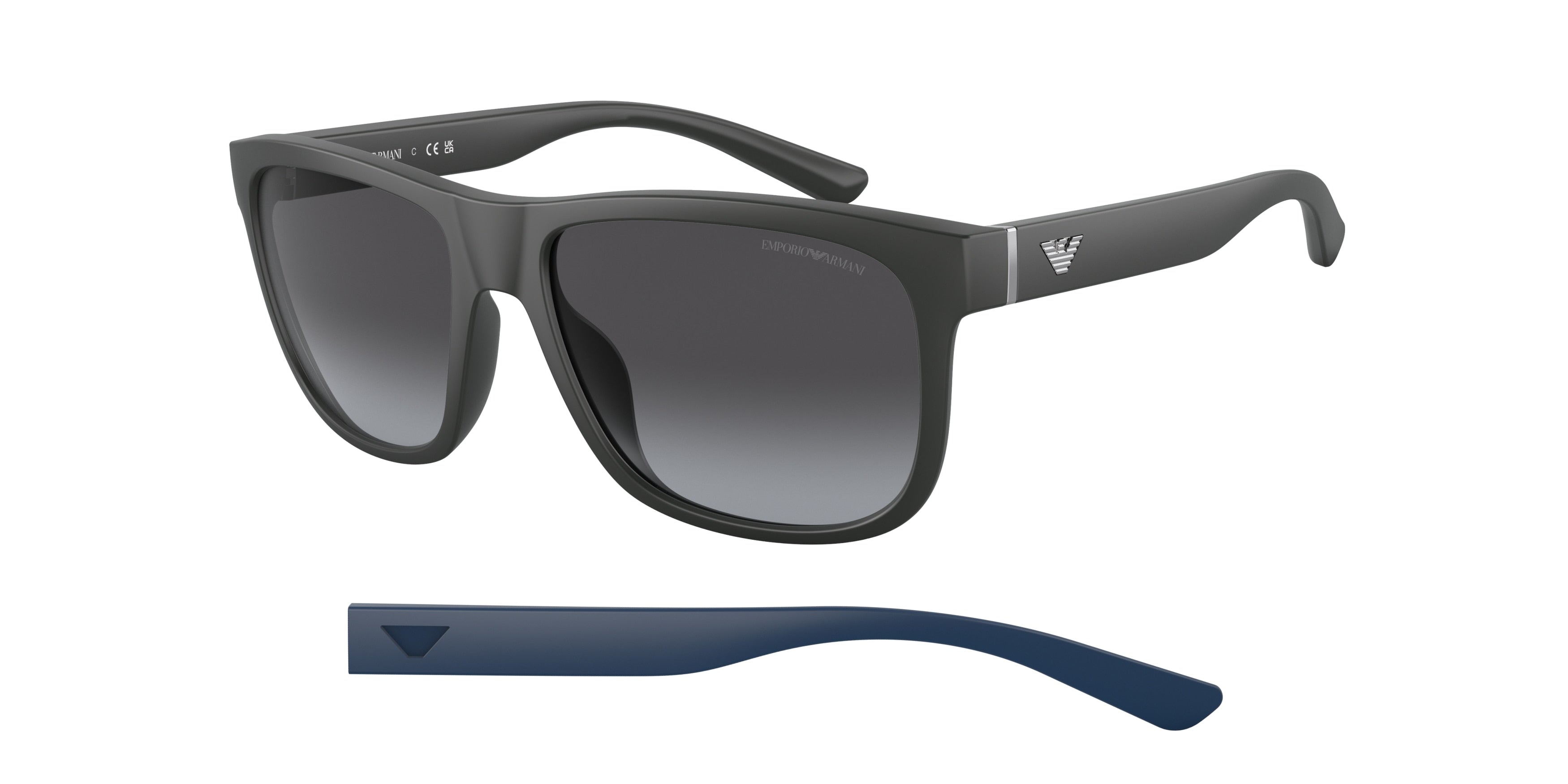 Emporio Armani EA4182U Pillow Sunglasses  54378G-Matte Grey 57-145-17 - Color Map Grey
