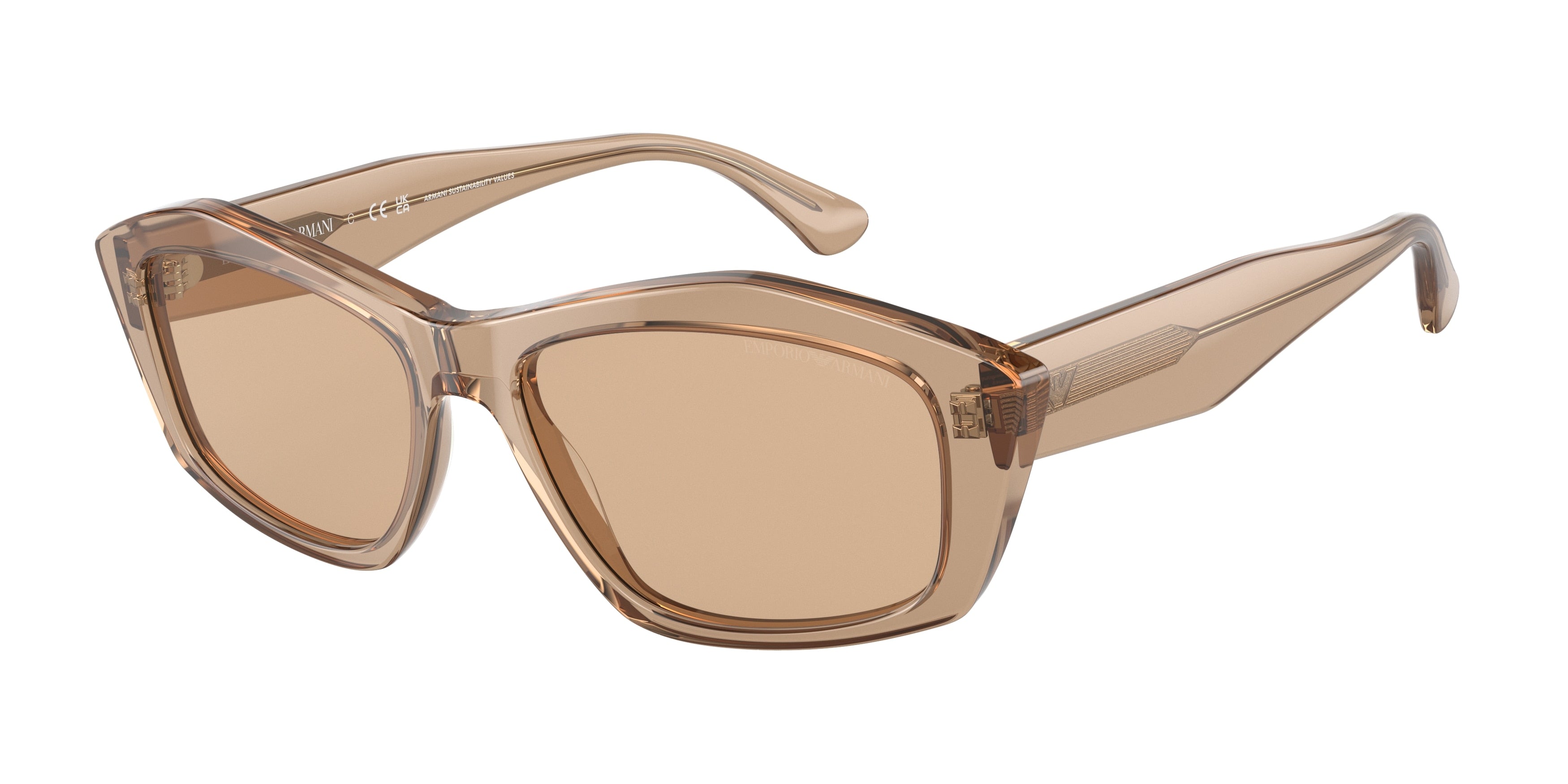 Emporio Armani EA4187 Pillow Sunglasses  506973-Shiny Transparent Brown 55-140-16 - Color Map Brown
