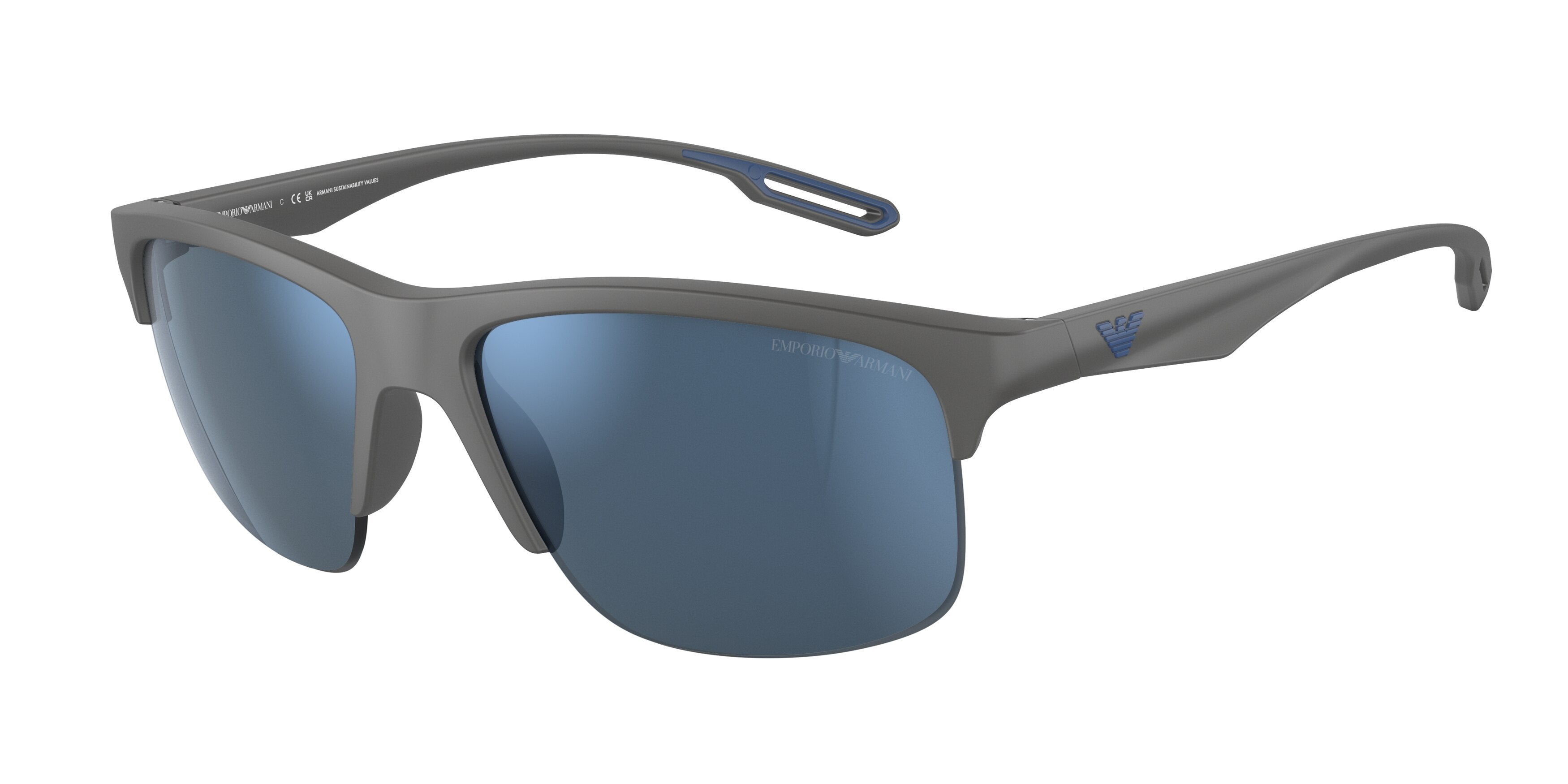 Emporio Armani EA4188U Pillow Sunglasses  506055-Matte Grey 62-145-11 - Color Map Grey
