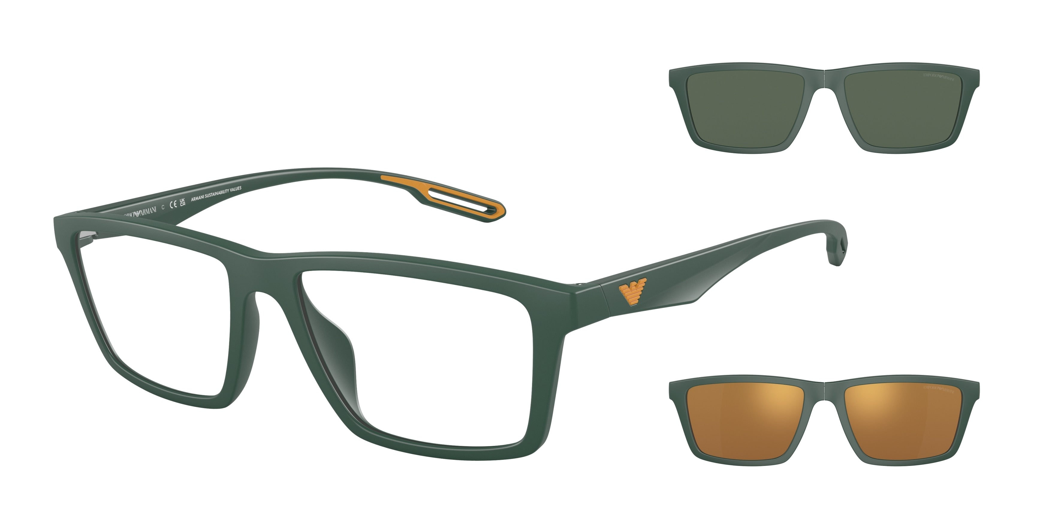 Emporio Armani EA4189U Rectangle Sunglasses  50581W-Matte Green 55-145-17 - Color Map Green