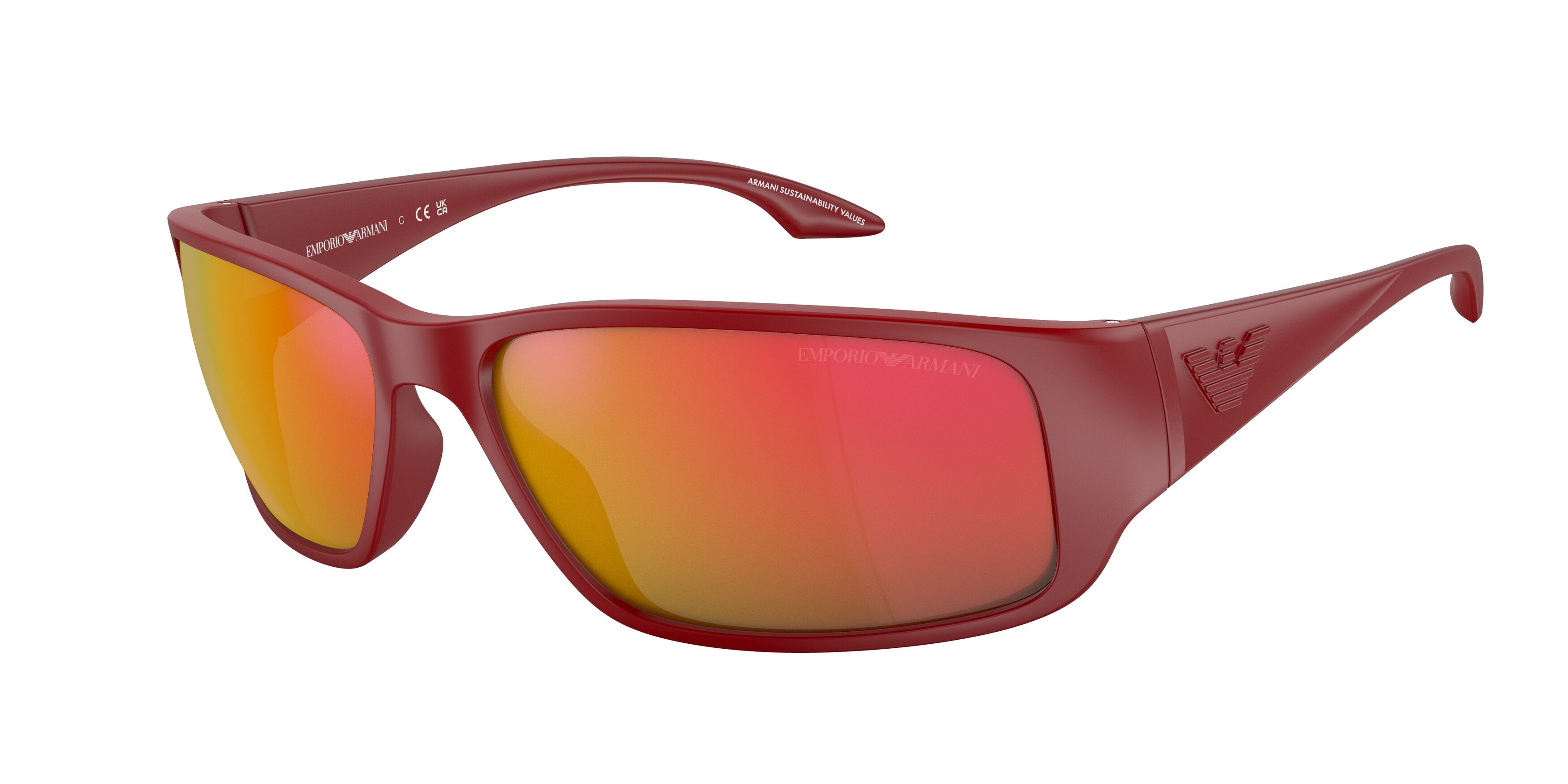 Emporio Armani EA4191U Pillow Sunglasses  50676Q-Rubberised Red 64-130-16 - Color Map Red