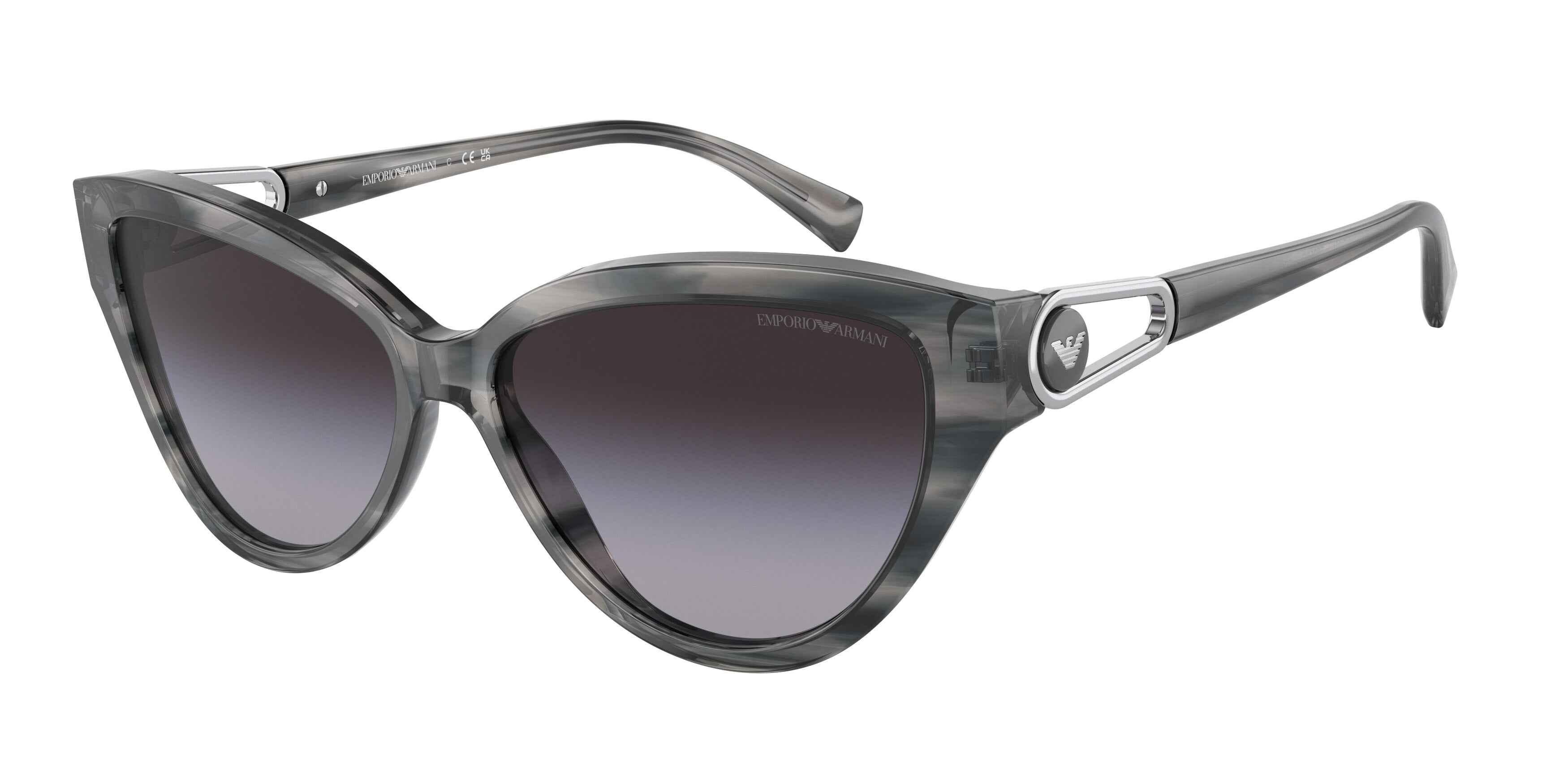 Emporio Armani EA4192 Cat Eye Sunglasses  50358G-Shiny Striped Grey 57-140-14 - Color Map Grey