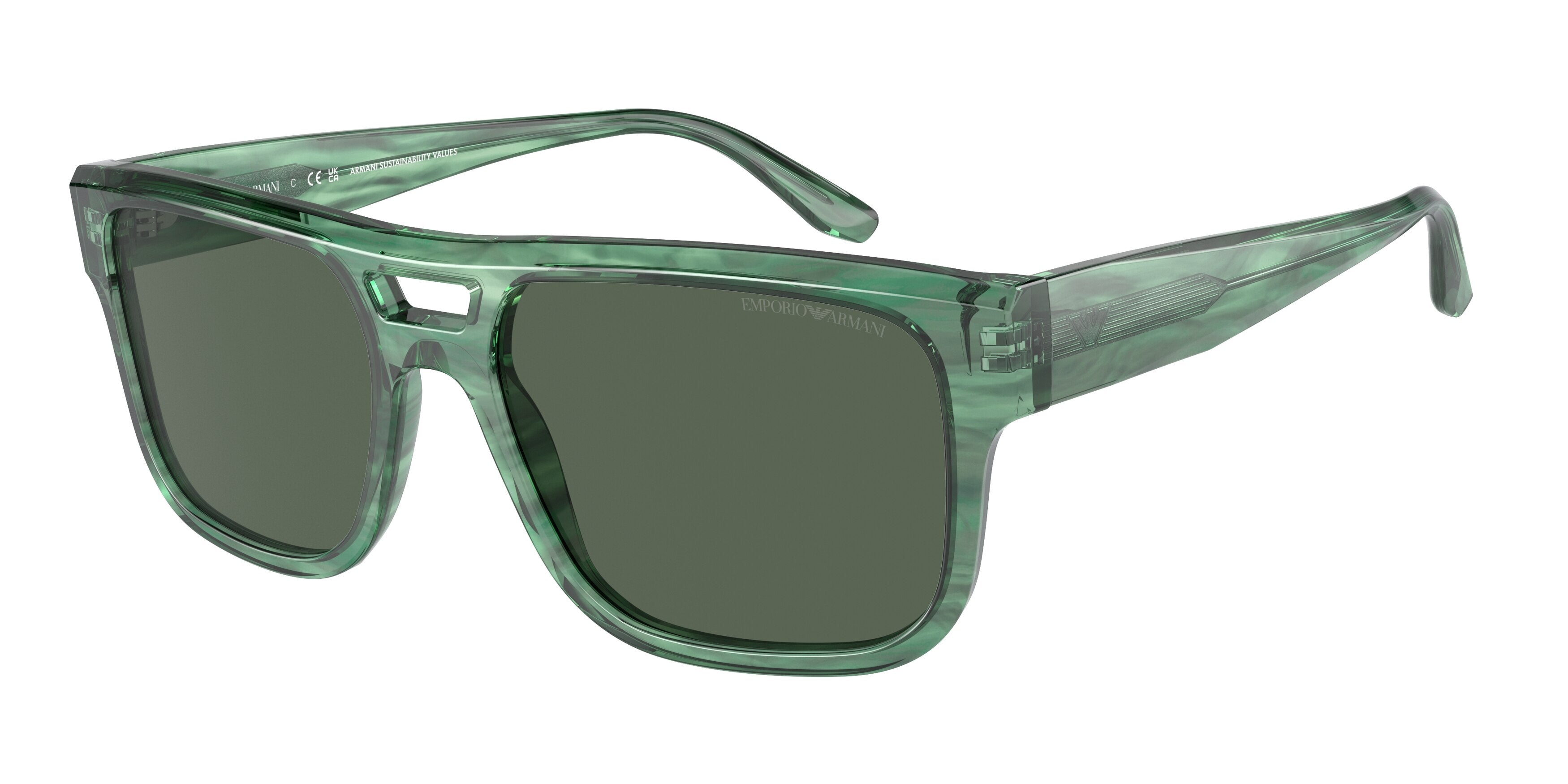 Emporio Armani EA4197F Pillow Sunglasses  516871-Striped Green 57-145-18 - Color Map Green