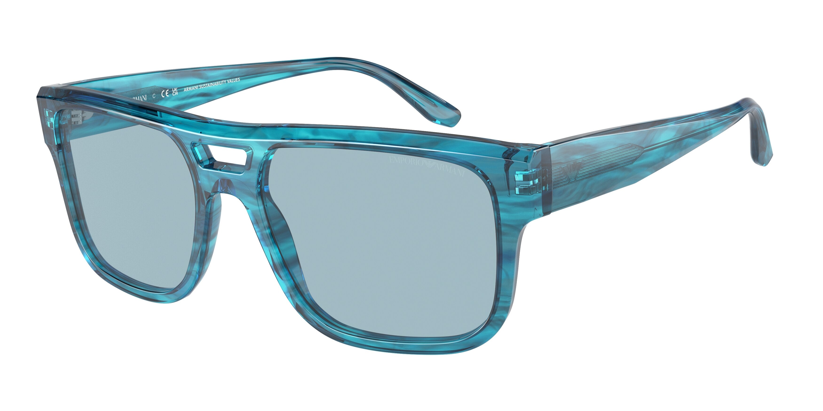 Emporio Armani EA4197 Pillow Sunglasses  531180-Striped Blue 57-145-18 - Color Map Blue