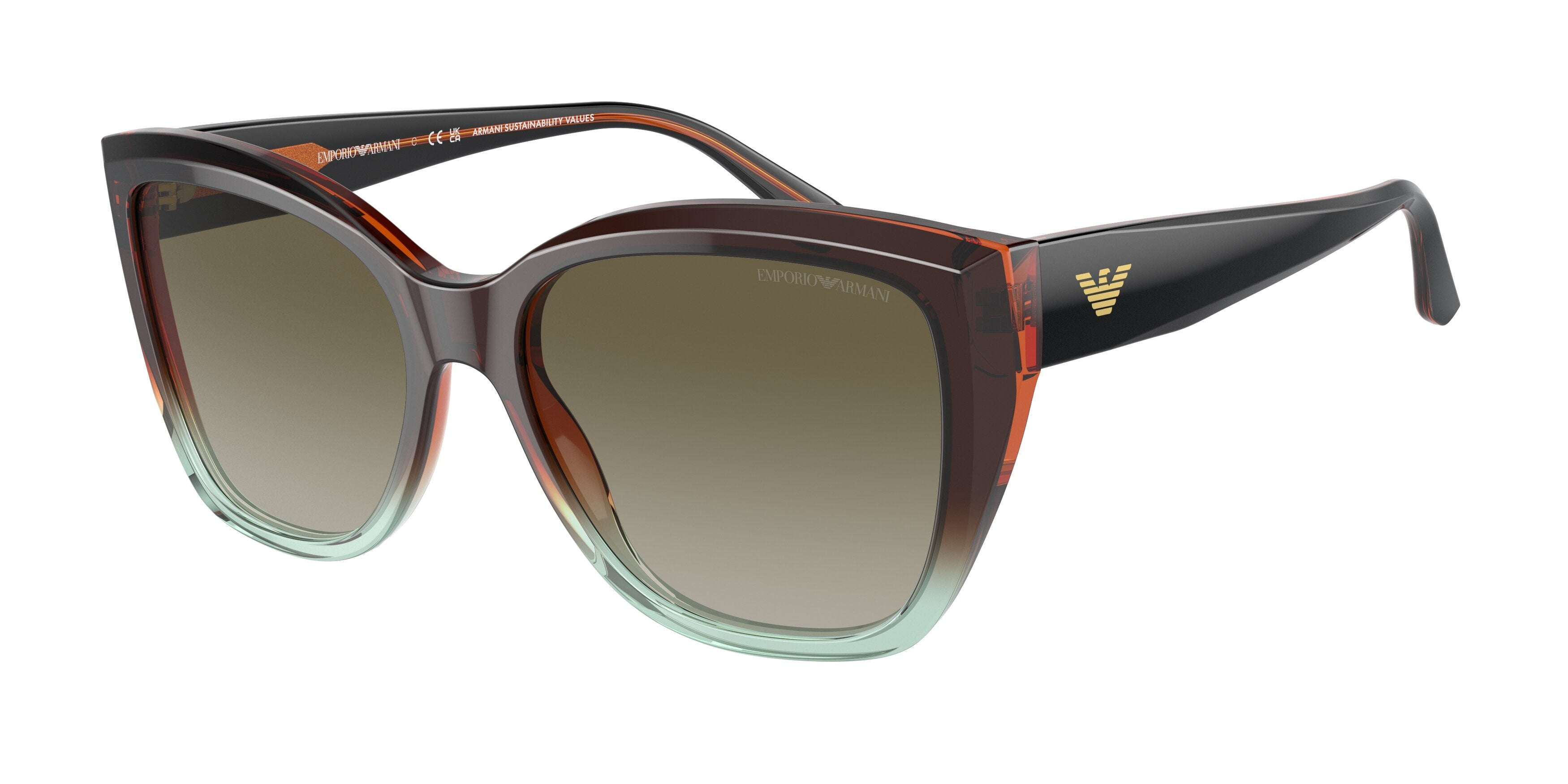 Emporio Armani EA4198 Cat Eye Sunglasses  59898E-Gradient Brown/Green 55-140-17 - Color Map Brown