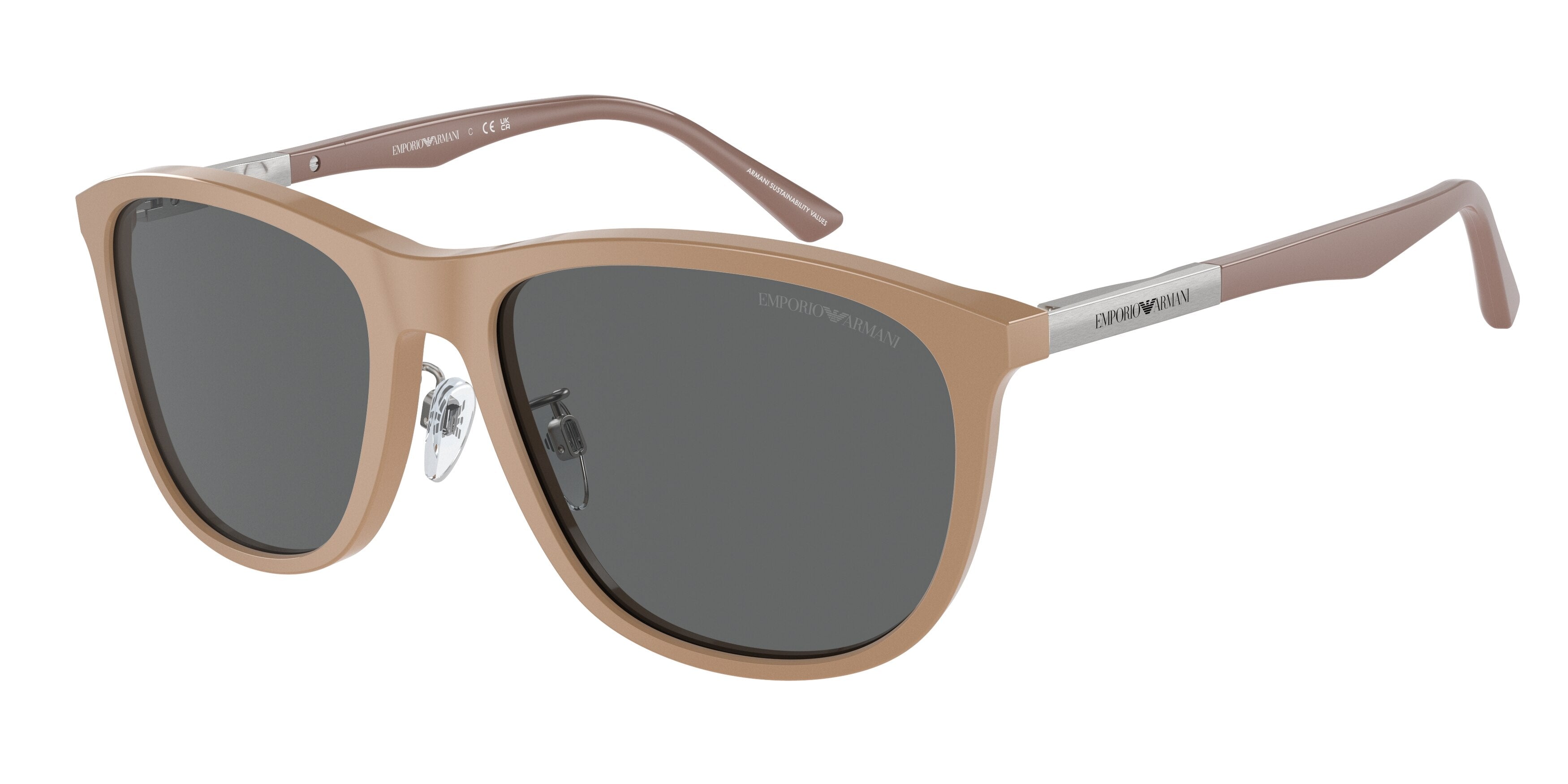 Emporio Armani EA4201F Pillow Sunglasses  614687-Shiny Dark Beige 58-145-18 - Color Map Beige