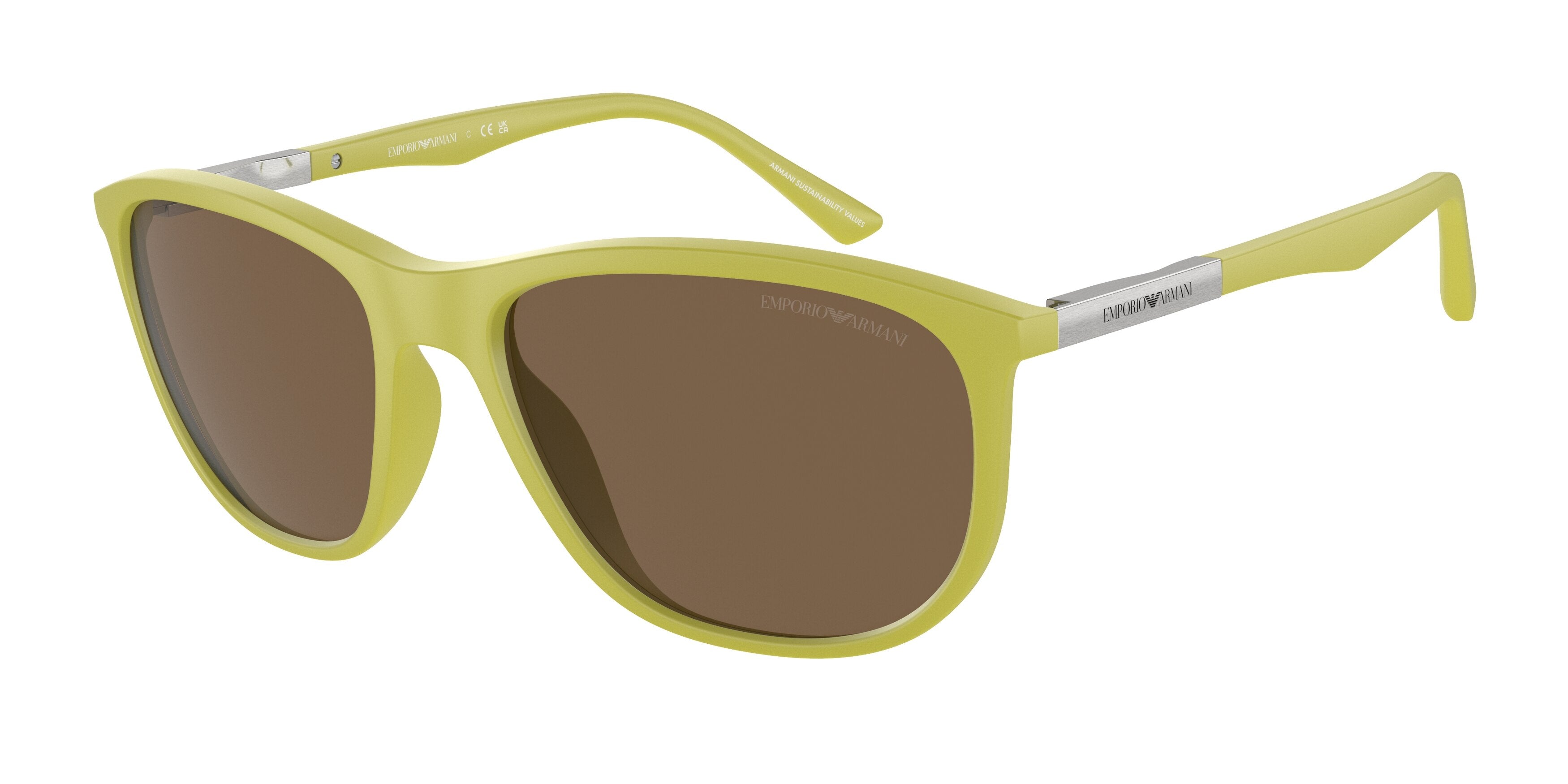 Emporio Armani EA4201 Pillow Sunglasses  601073-Matte Lime 58-145-18 - Color Map Yellow