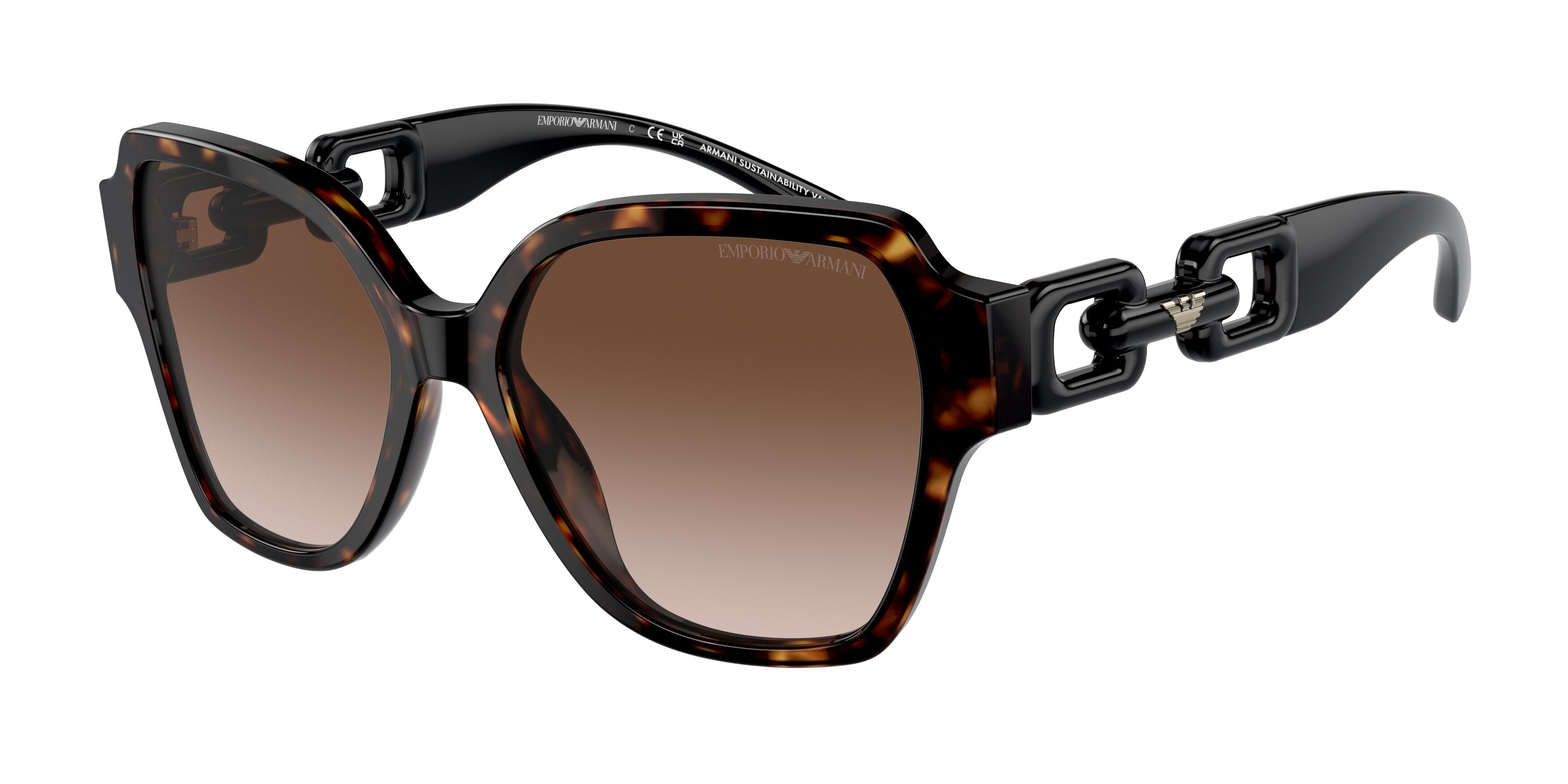Emporio Armani EA4202 Square Sunglasses  502613-Shiny Havana 54-140-16 - Color Map Tortoise