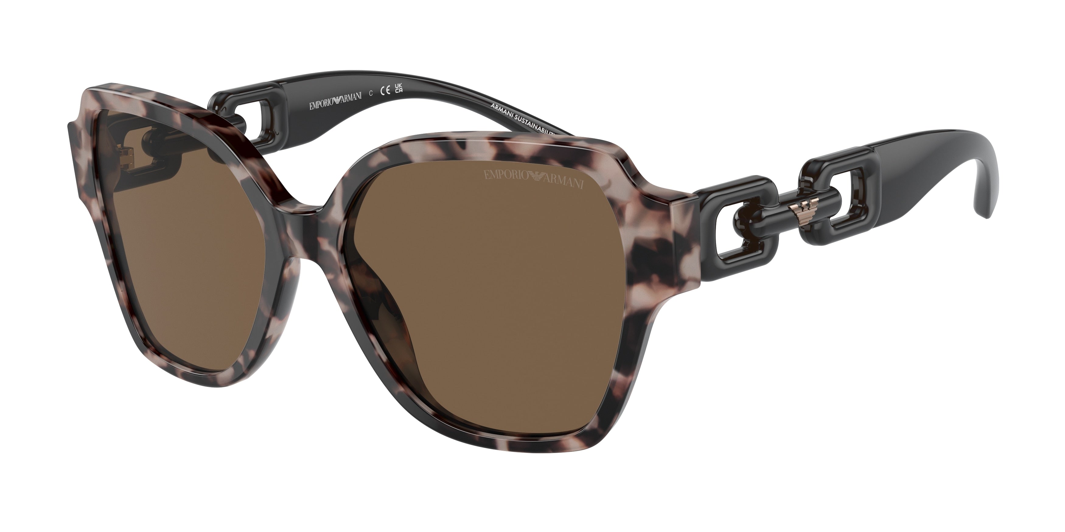 Emporio Armani EA4202 Square Sunglasses for Women — Free Shipping - 54-140-16 / 541073-Shiny Pink Havana