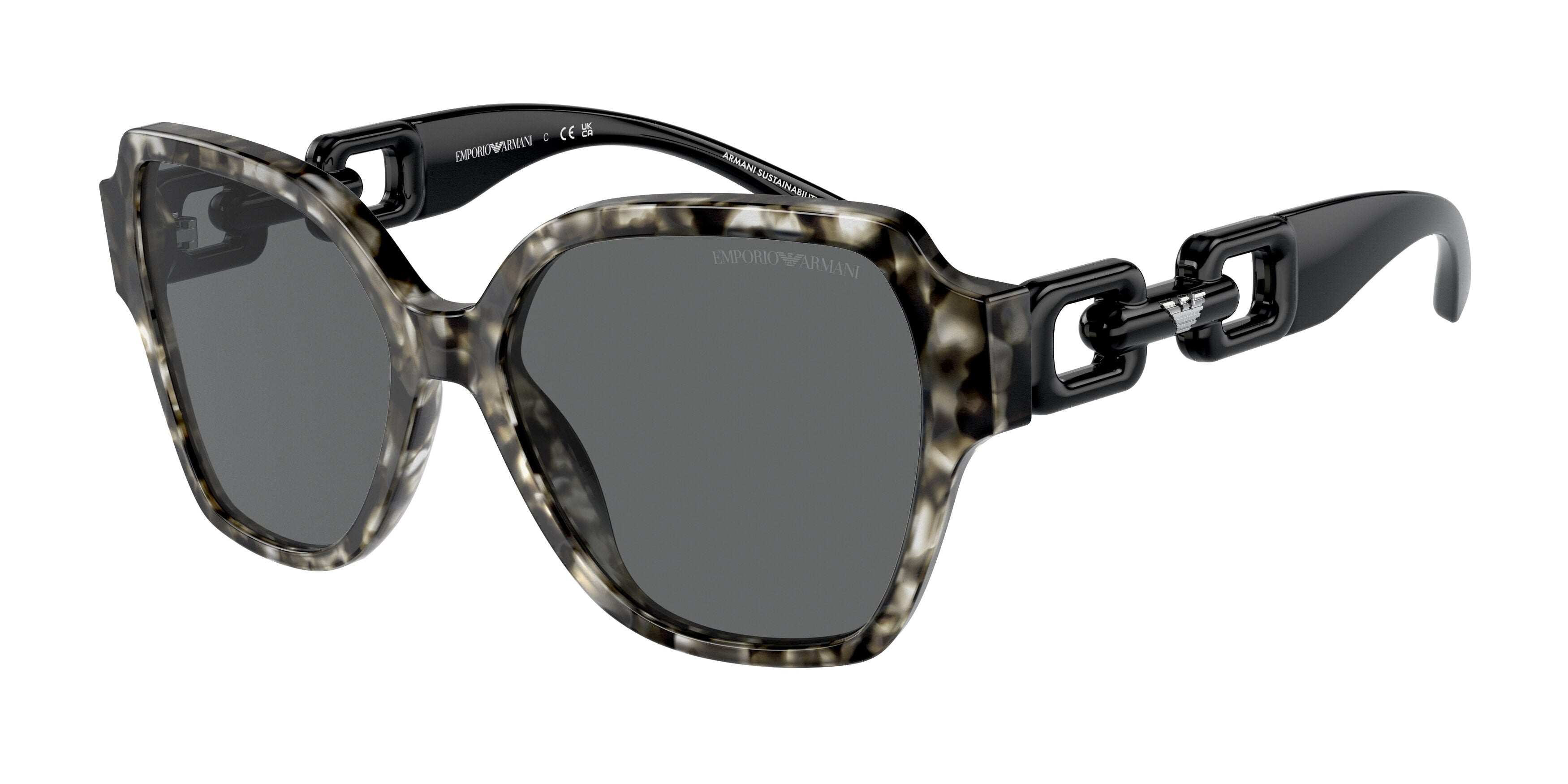 Emporio Armani EA4202 Square Sunglasses  567887-Shiny Grey Havana 54-140-16 - Color Map Grey