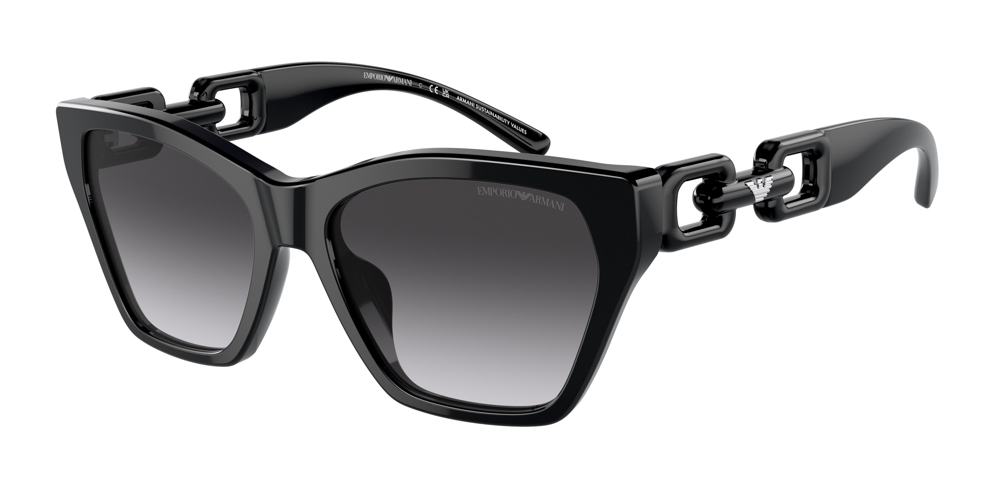 Emporio Armani EA4203U Cat Eye Sunglasses  50178G-Shiny Black 55-140-17 - Color Map Black