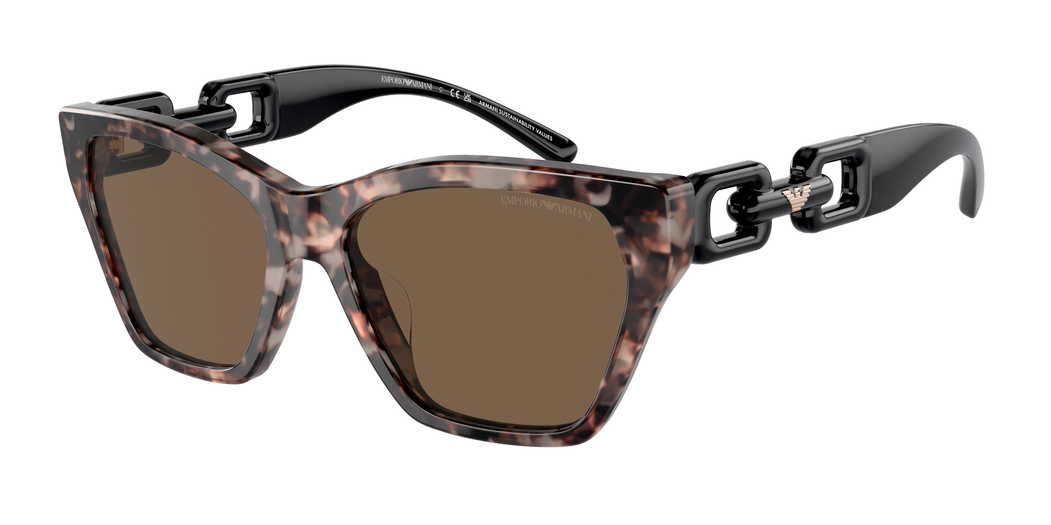 Emporio Armani EA4203U Cat Eye Sunglasses  541073-Shiny Pink Havana 55-140-17 - Color Map Pink
