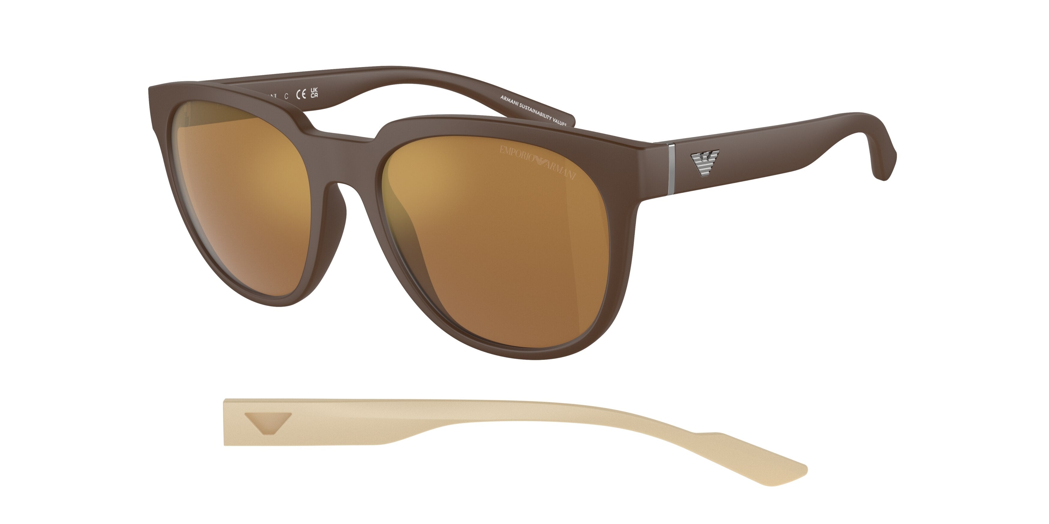 Emporio Armani EA4205F Phantos Sunglasses  52606H-Matte Brown 57-145-19 - Color Map Brown