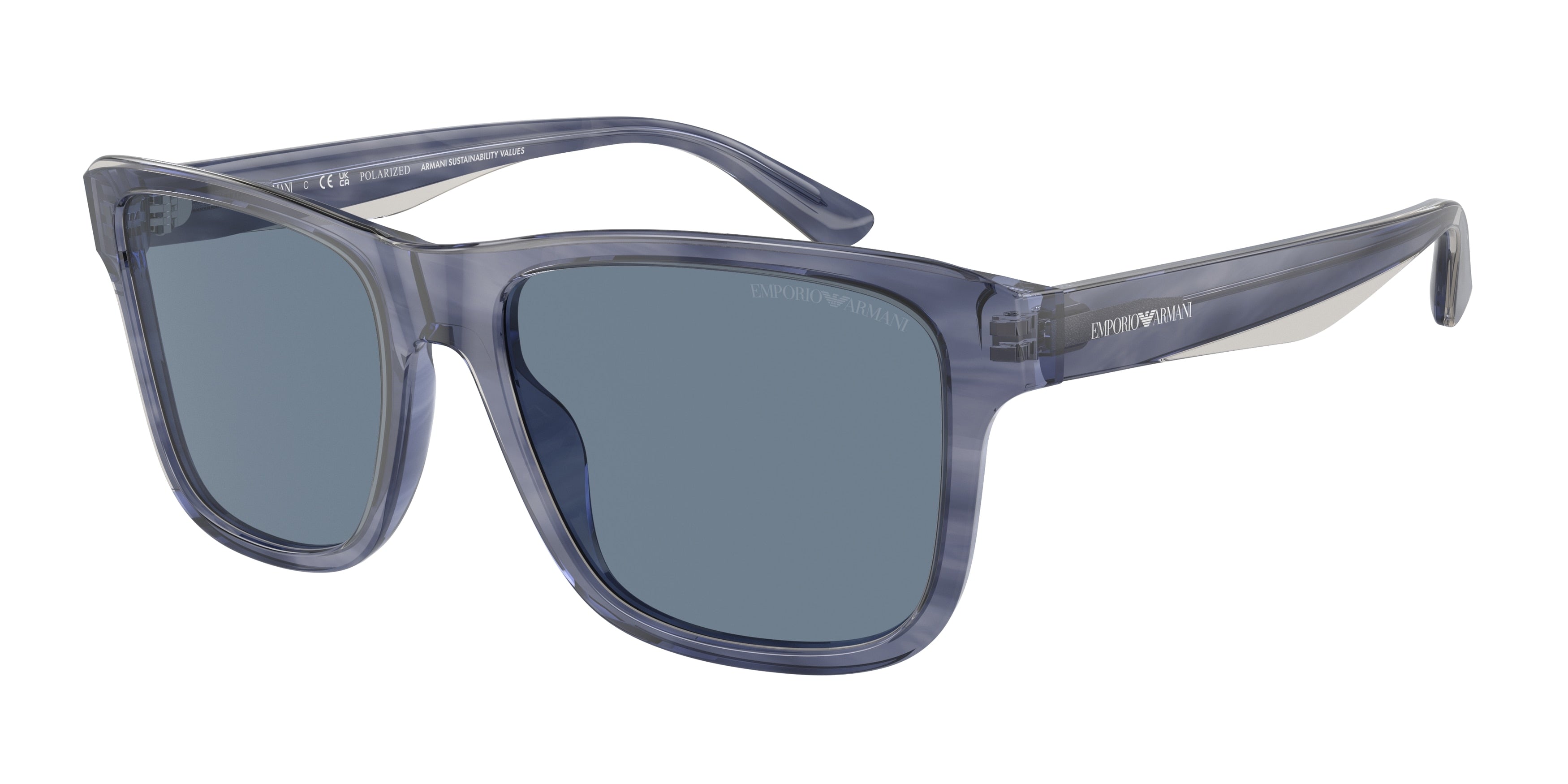 Emporio Armani EA4208 Pillow Sunglasses  605480-Shiny Blue/Top Smoke 56-145-18 - Color Map Blue