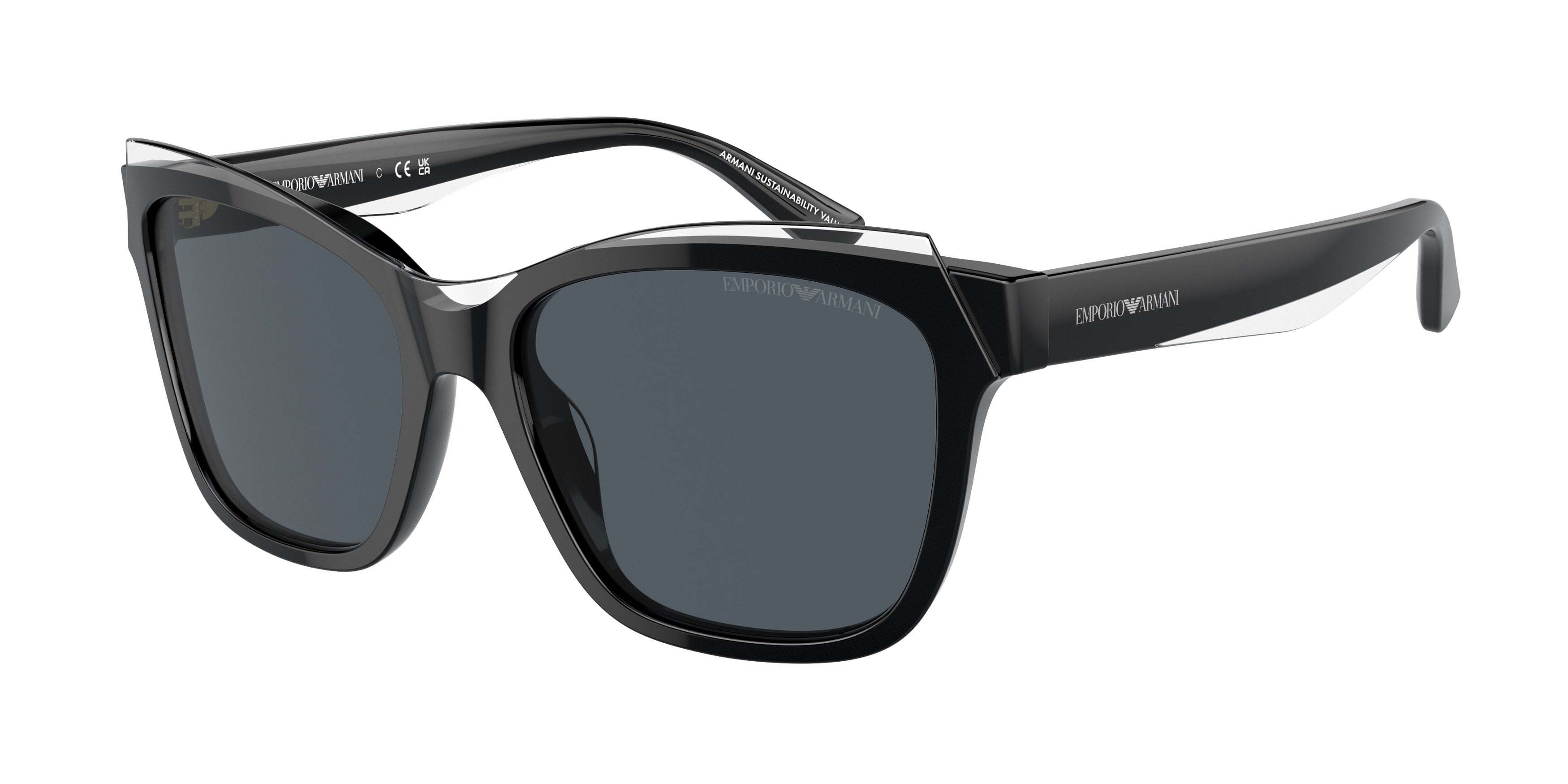 Emporio Armani EA4209F Pillow Sunglasses  605187-Shiny Black/Top Crystal 56-140-17 - Color Map Black