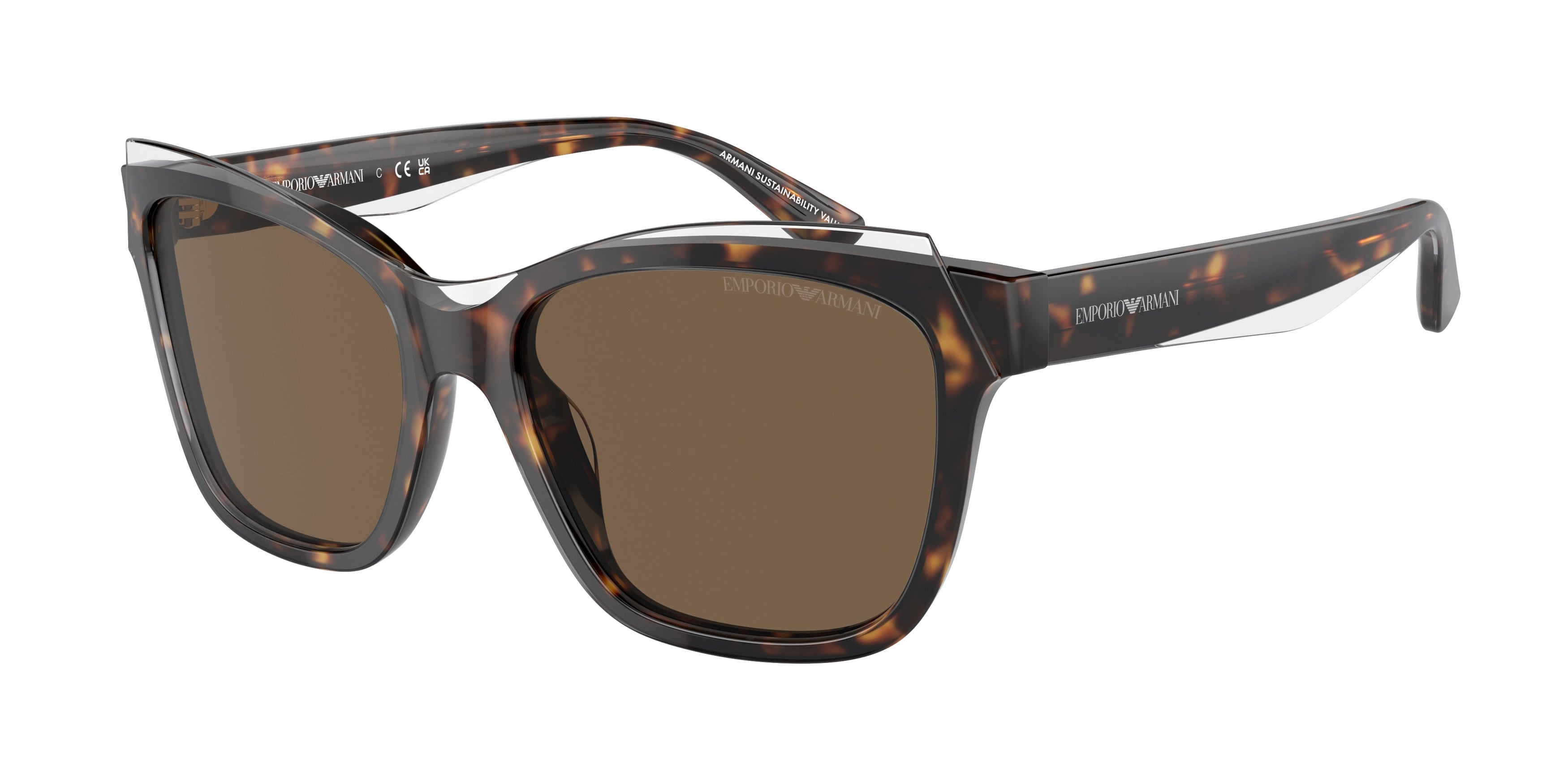 Emporio Armani EA4209 Pillow Sunglasses  605273-Shiny Havana/Top Crystal 54-140-17 - Color Map Tortoise