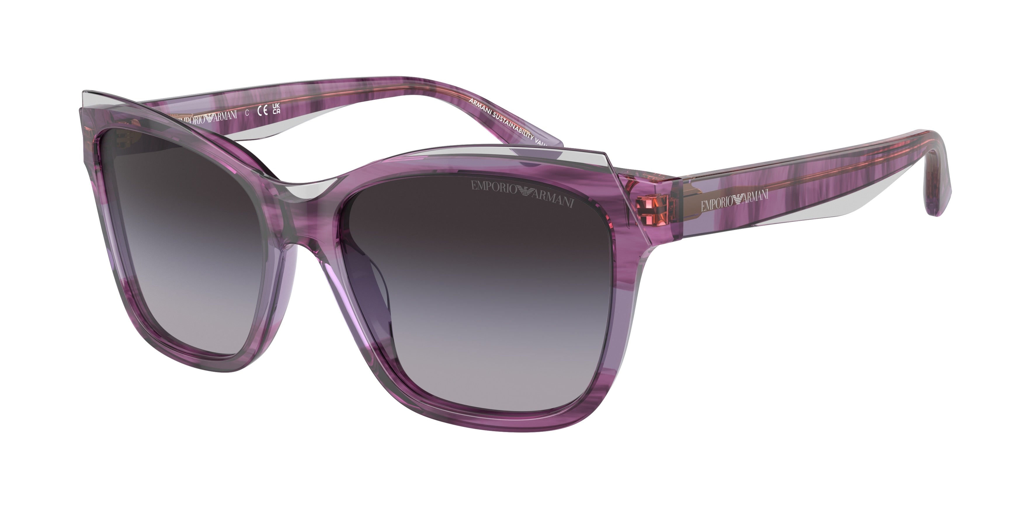 Emporio Armani EA4209 Pillow Sunglasses  60568G-Shiny Violet/Top Smoke 54-140-17 - Color Map Violet