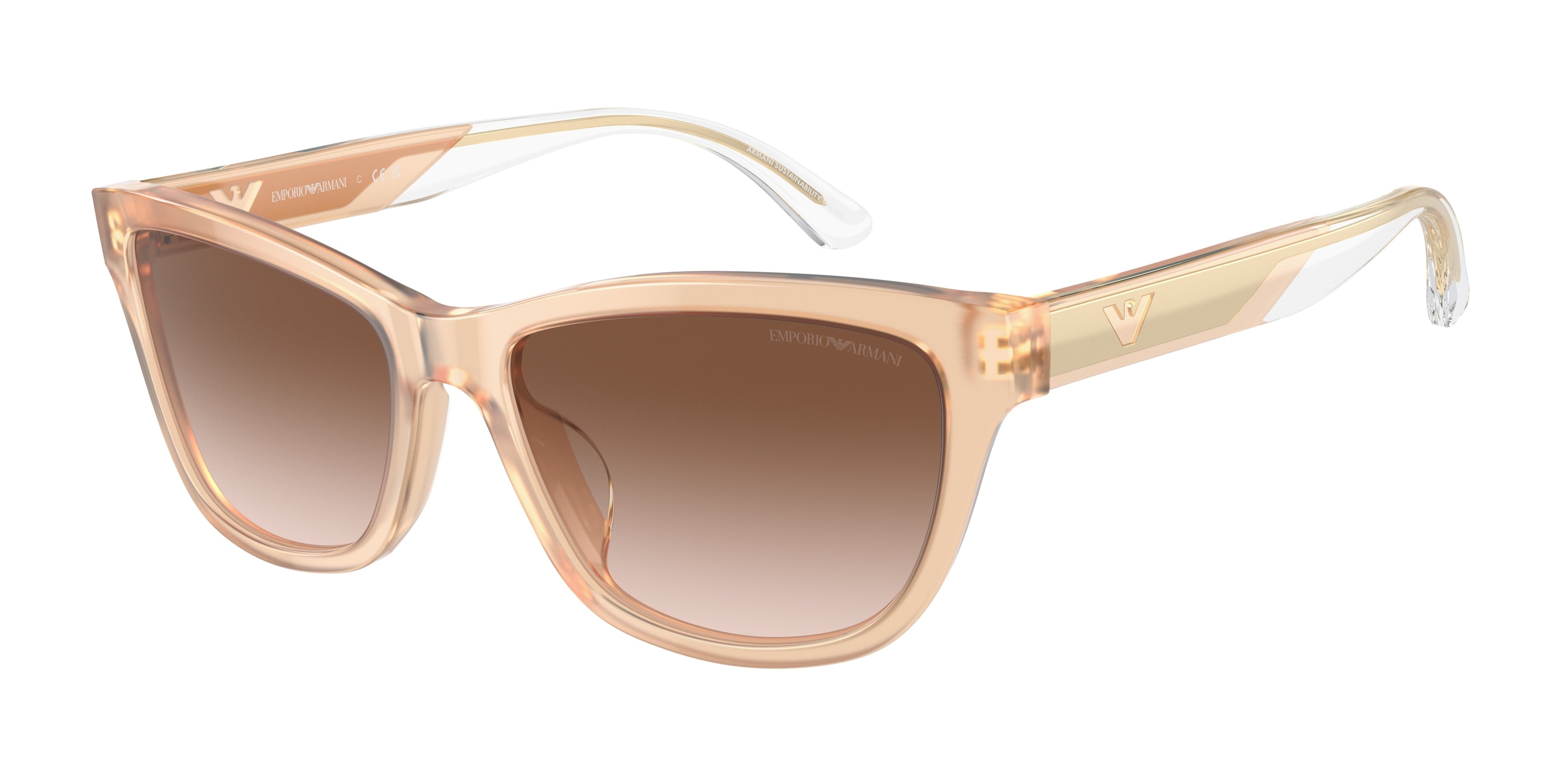 Emporio Armani EA4227U Cat Eye Sunglasses  609813-Shiny Opaline Tundra 56-140-17 - Color Map Beige