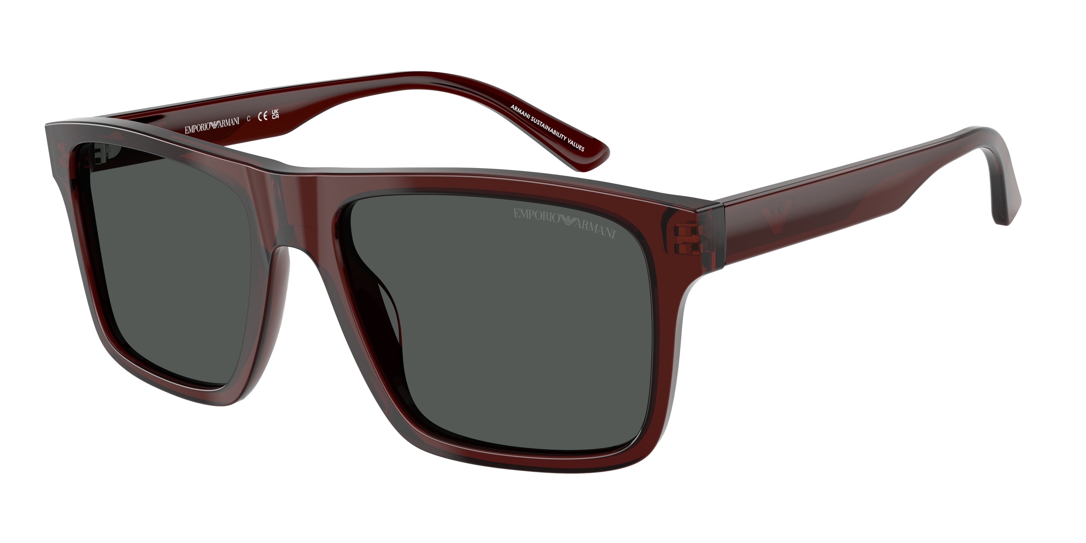 Emporio Armani EA4232F Square Sunglasses  617487-Transparent Brown 57-145-18 - Color Map Brown
