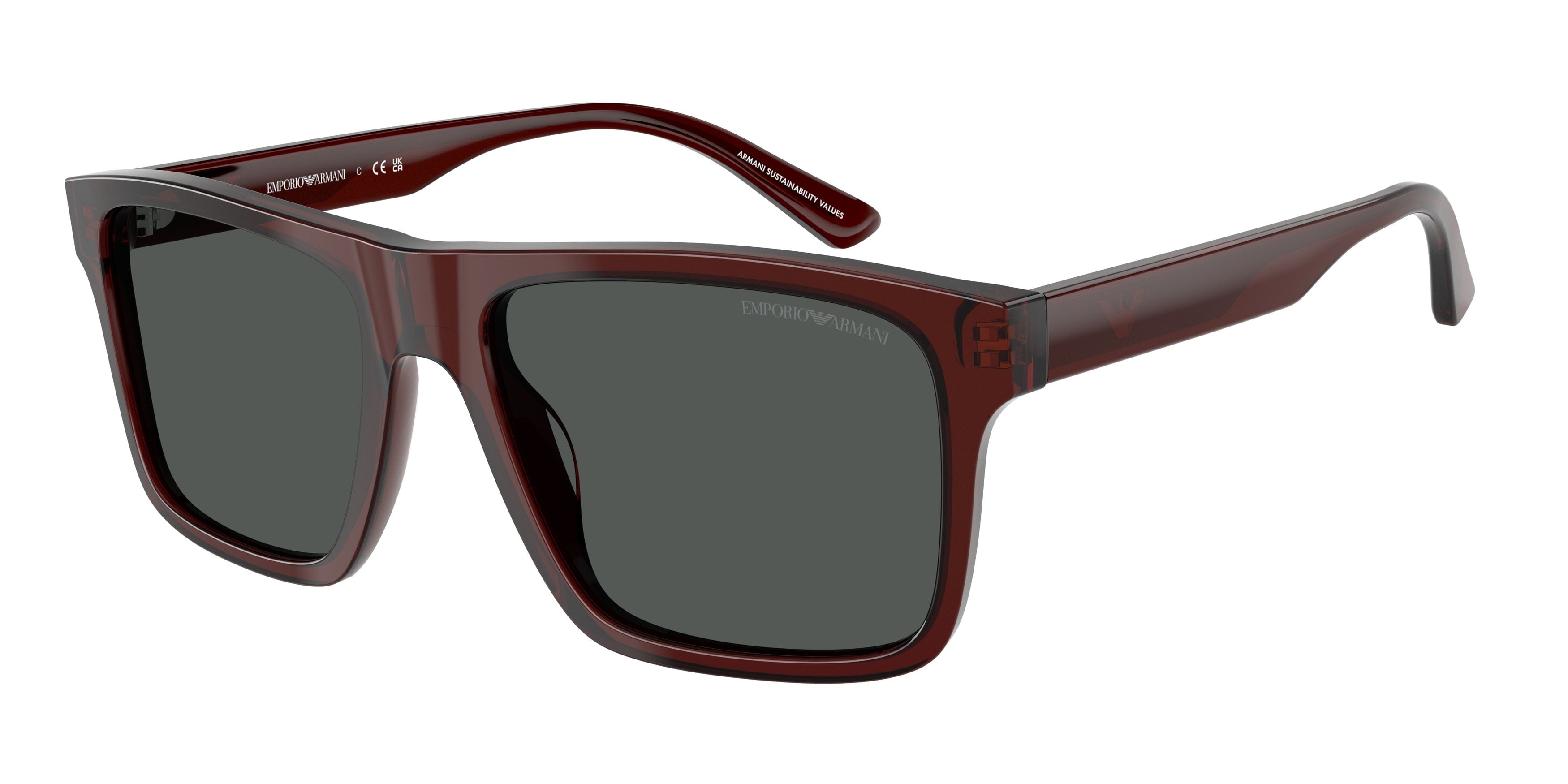 Emporio Armani EA4232 Square Sunglasses  617487-Transparent Brown 57-145-18 - Color Map Brown