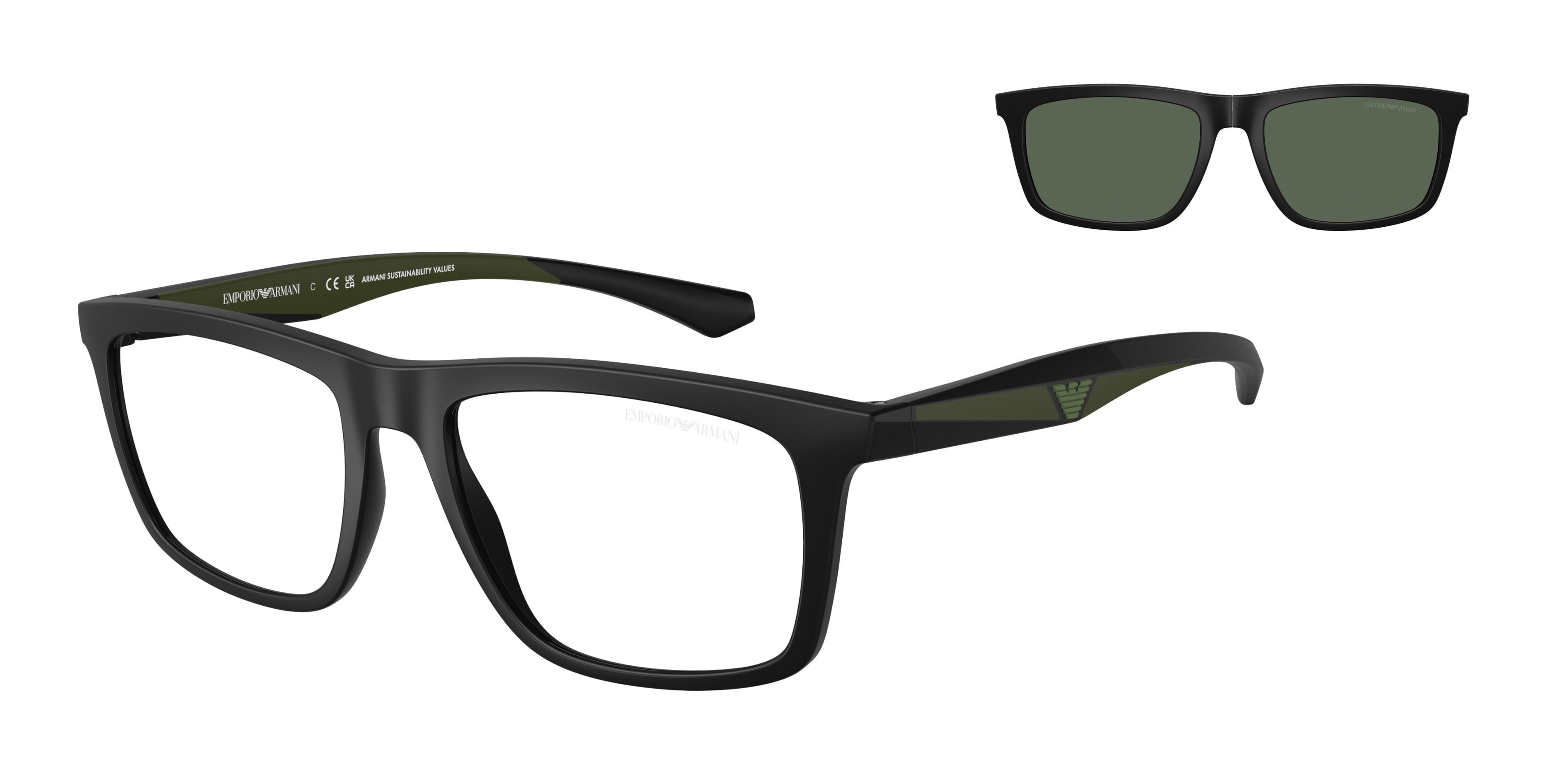 Emporio Armani EA4235F Square Sunglasses  50011W-Matte Black 55-145-18 - Color Map Black